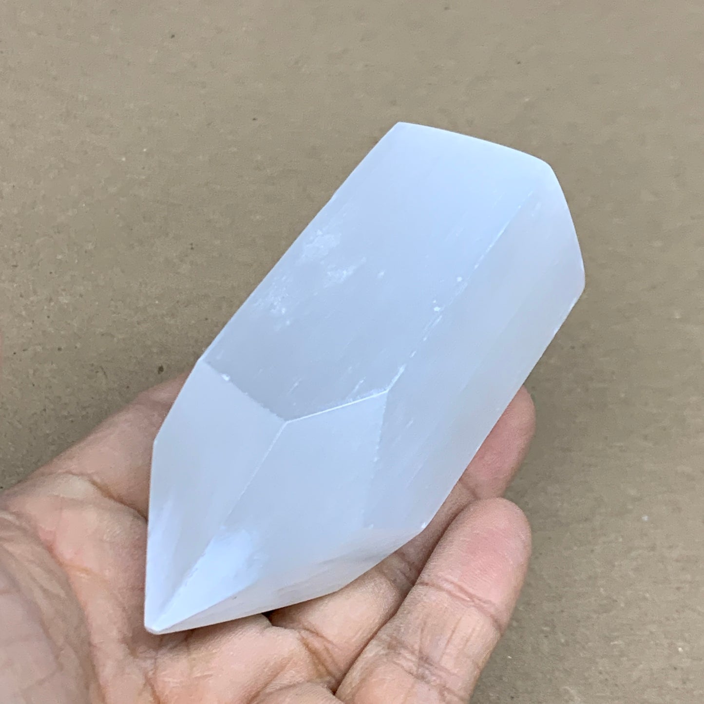 179.9g, 3.6"x1.6"x1.5", Selenite (Satin Spar) Crystal Tower Point, B36002