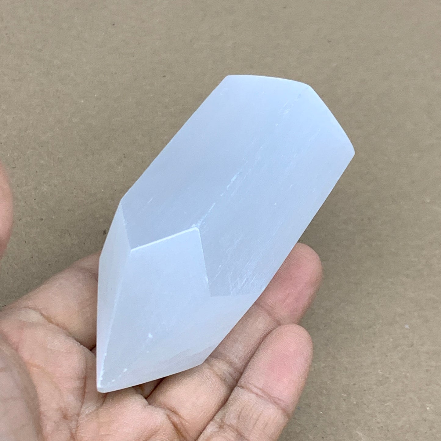 179.9g, 3.6"x1.6"x1.5", Selenite (Satin Spar) Crystal Tower Point, B36002