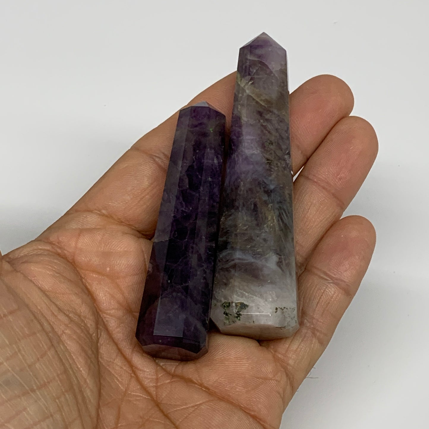 76.2g, 2.6"- 3.2", 2pcs, Natural Amethyst Tower Point Obelisk @Brazil, B31274