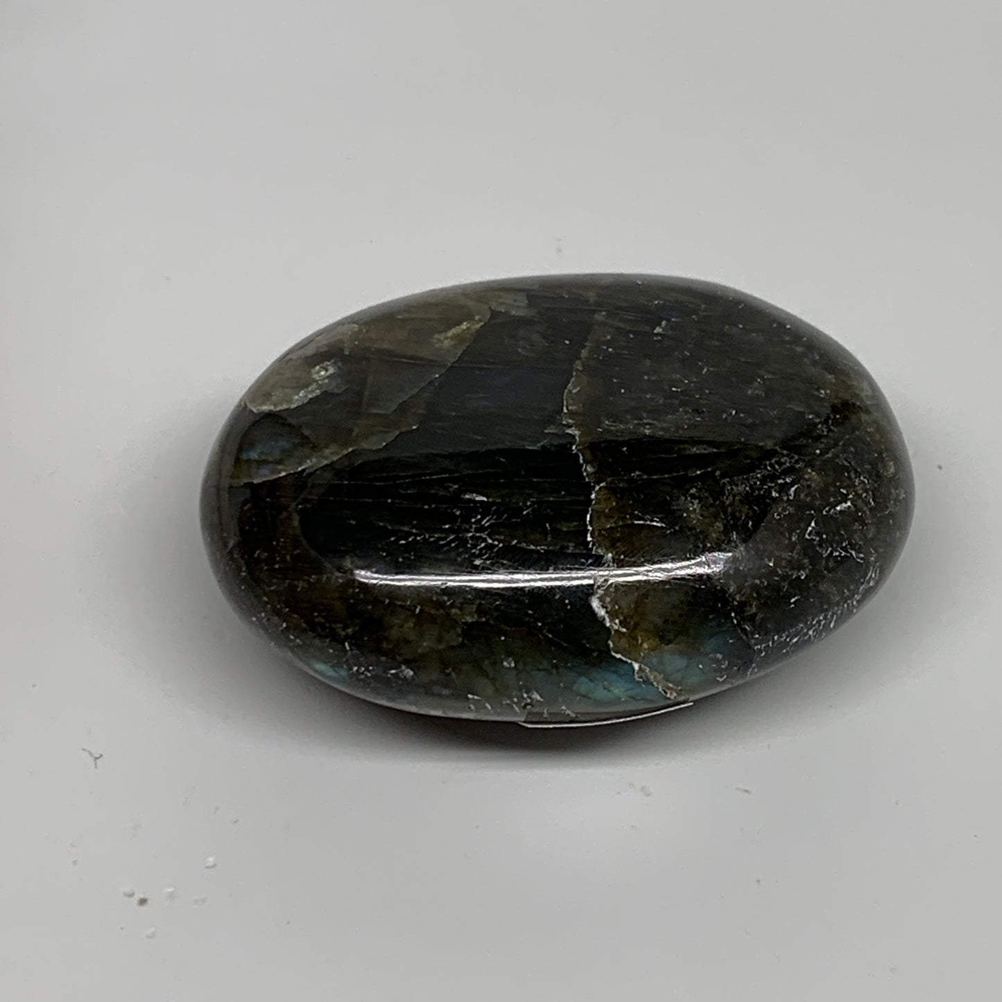 100g, 2.4"x1.8"x1", Labradorite Palm-stone Tumbled Reiki, B35394