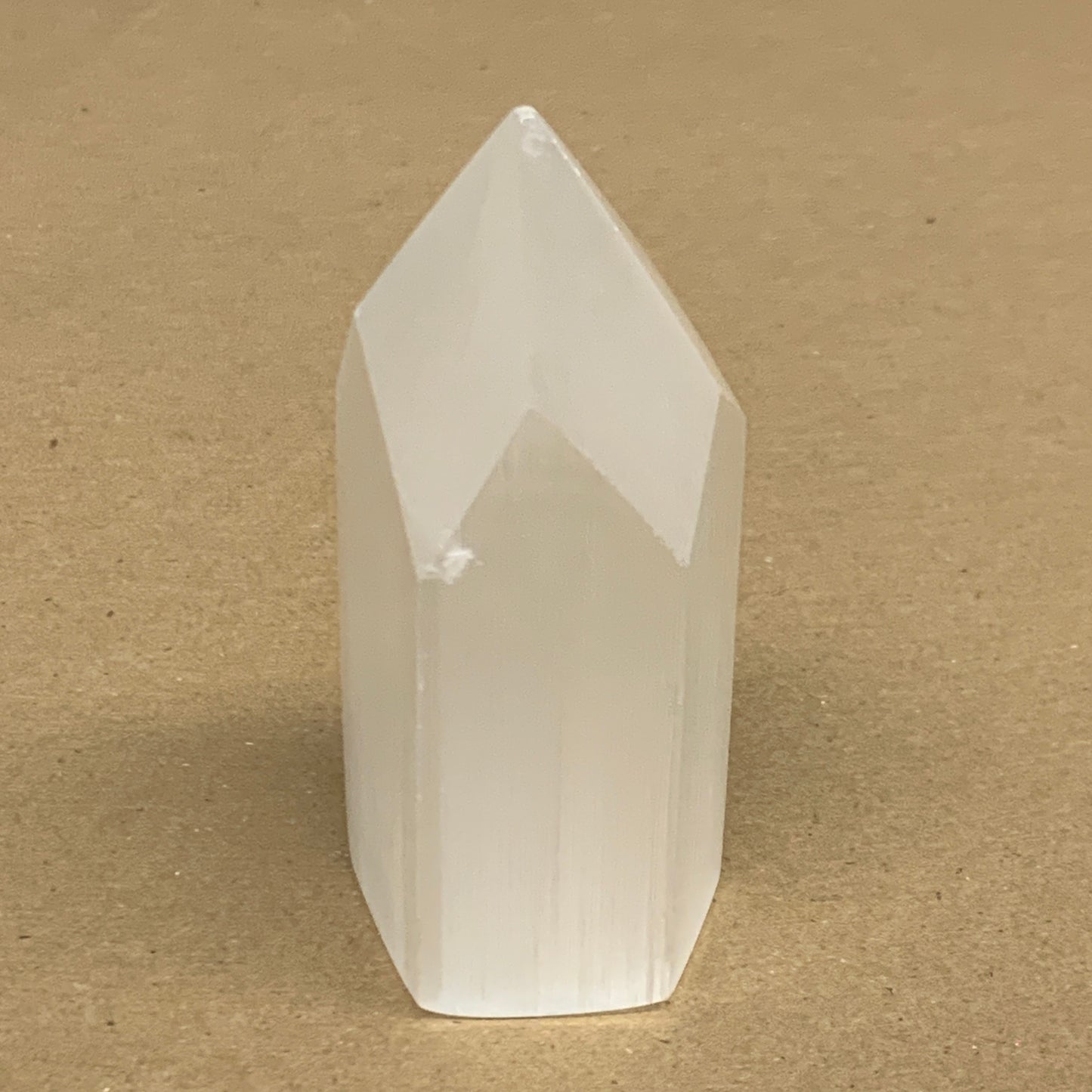 179.9g, 3.6"x1.6"x1.5", Selenite (Satin Spar) Crystal Tower Point, B36002