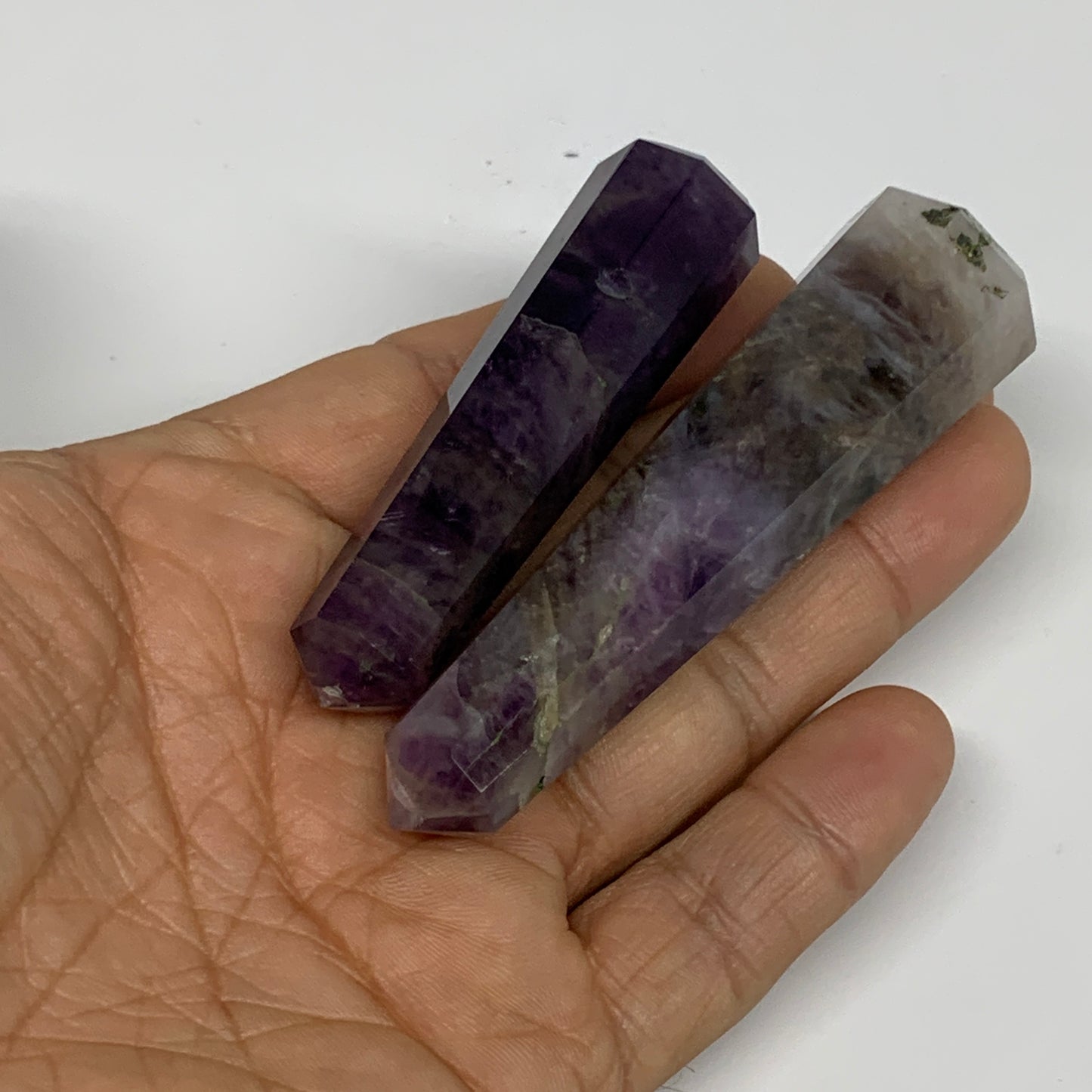 76.2g, 2.6"- 3.2", 2pcs, Natural Amethyst Tower Point Obelisk @Brazil, B31274