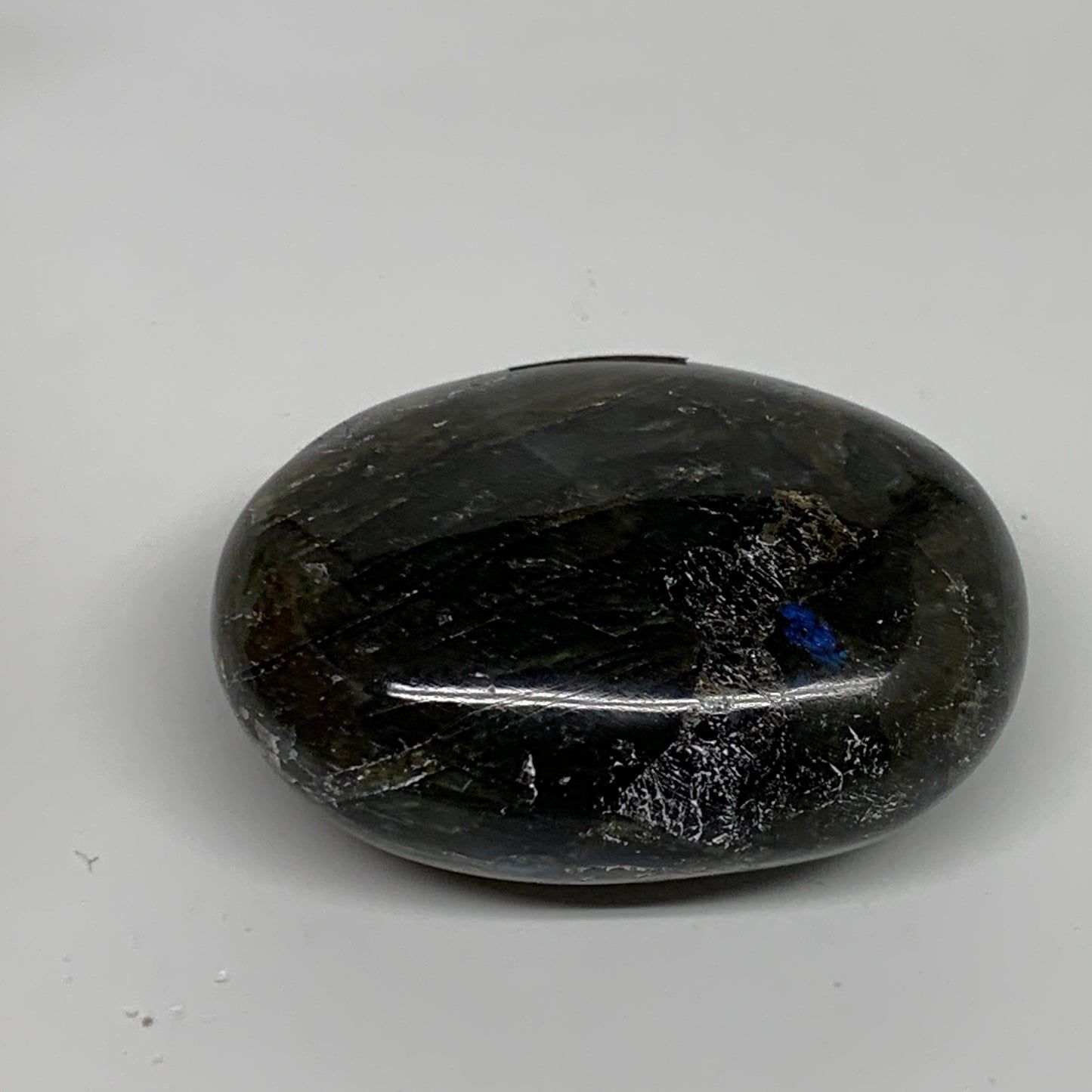 100g, 2.4"x1.8"x1", Labradorite Palm-stone Tumbled Reiki, B35394
