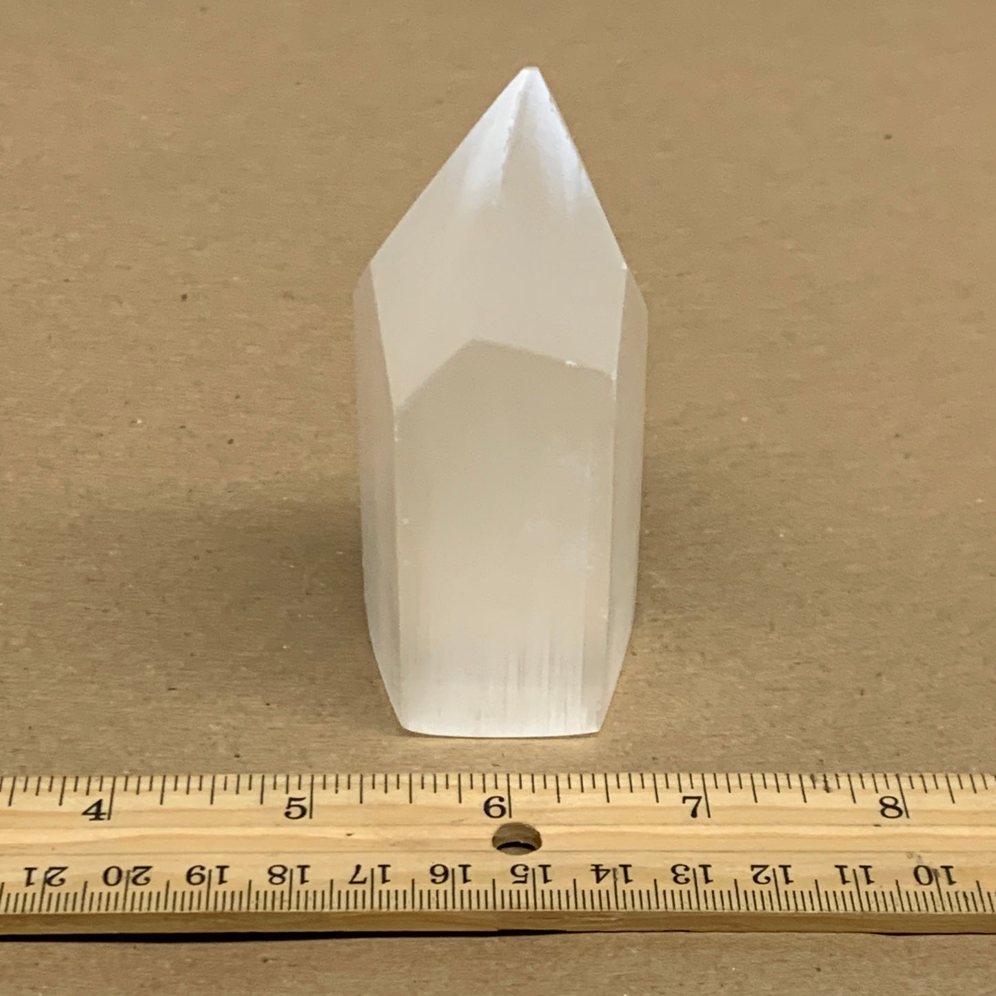 179.9g, 3.6"x1.6"x1.5", Selenite (Satin Spar) Crystal Tower Point, B36002