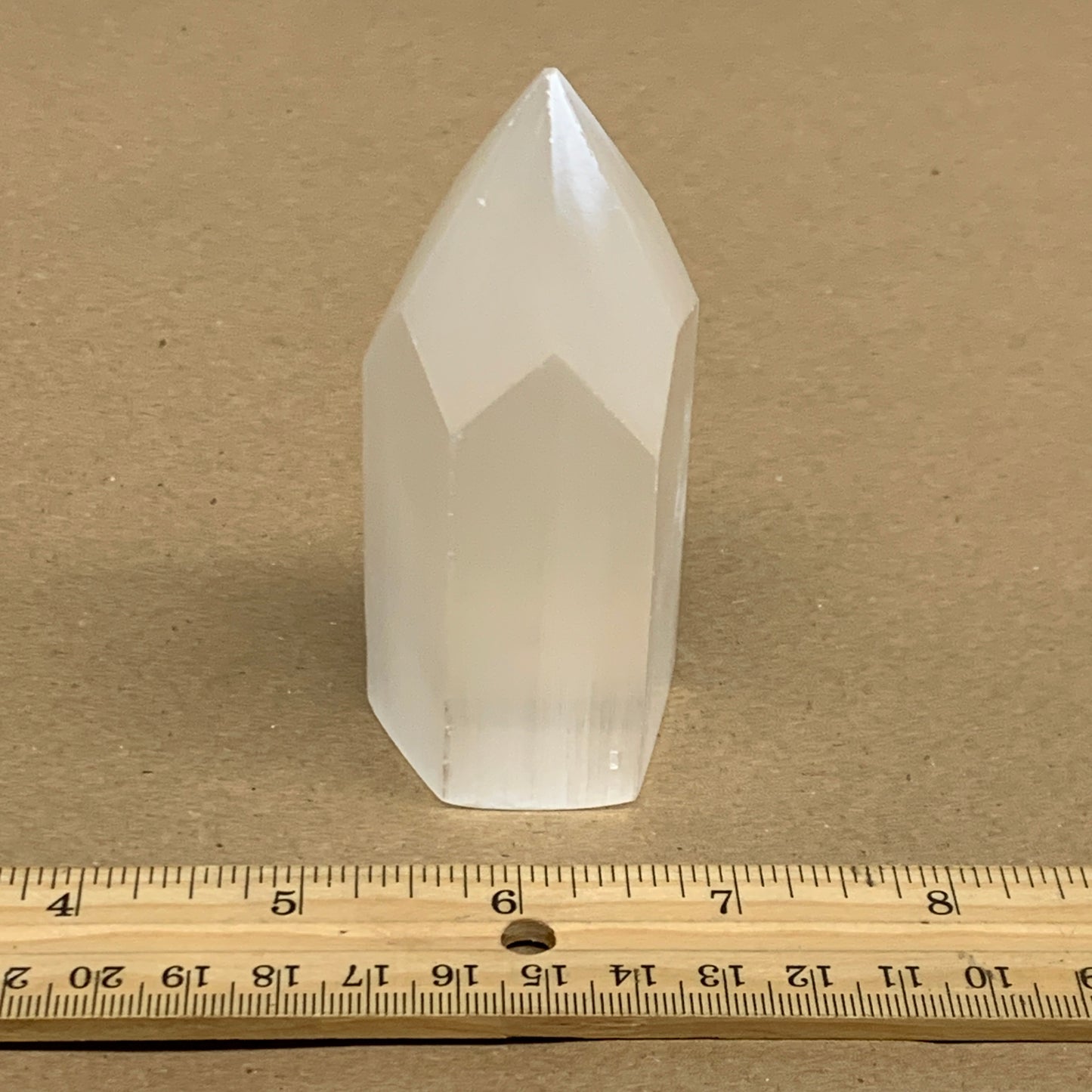 179.9g, 3.6"x1.6"x1.5", Selenite (Satin Spar) Crystal Tower Point, B36002