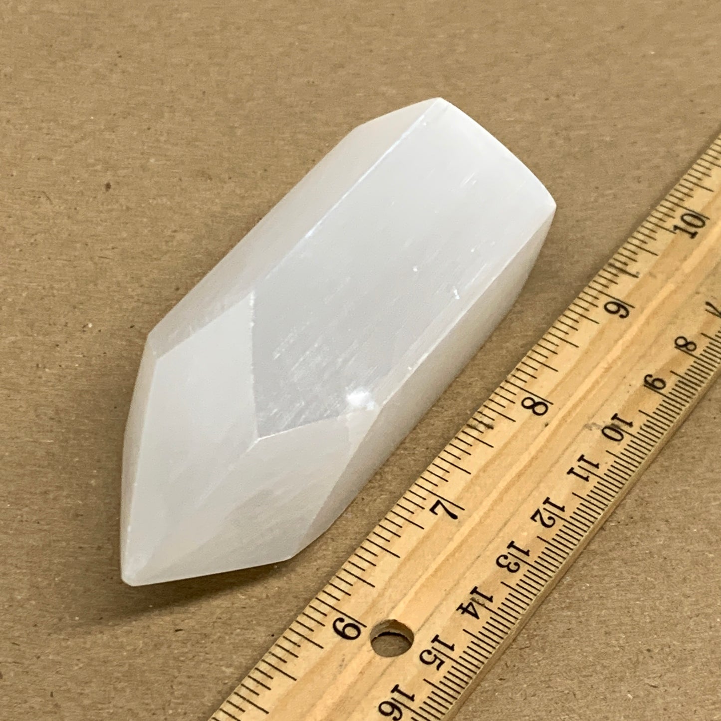 179.9g, 3.6"x1.6"x1.5", Selenite (Satin Spar) Crystal Tower Point, B36002