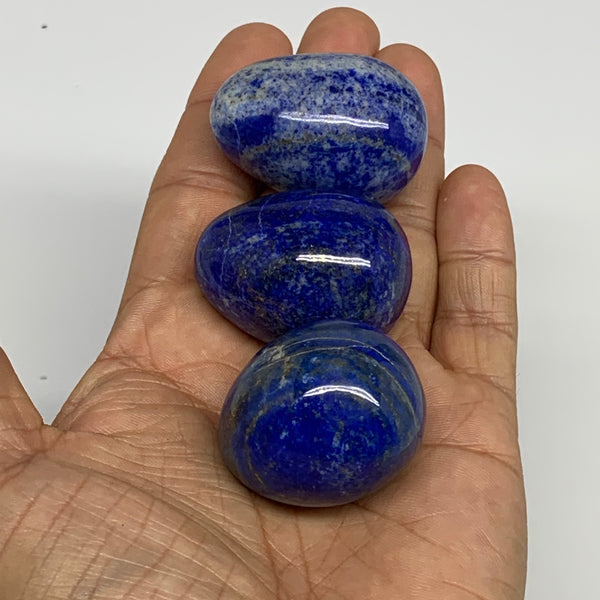 162.1g, 1.4"-1.6", 3pcs, Natural Lapis Lazuli Egg Polished @Afghanistan, B30435