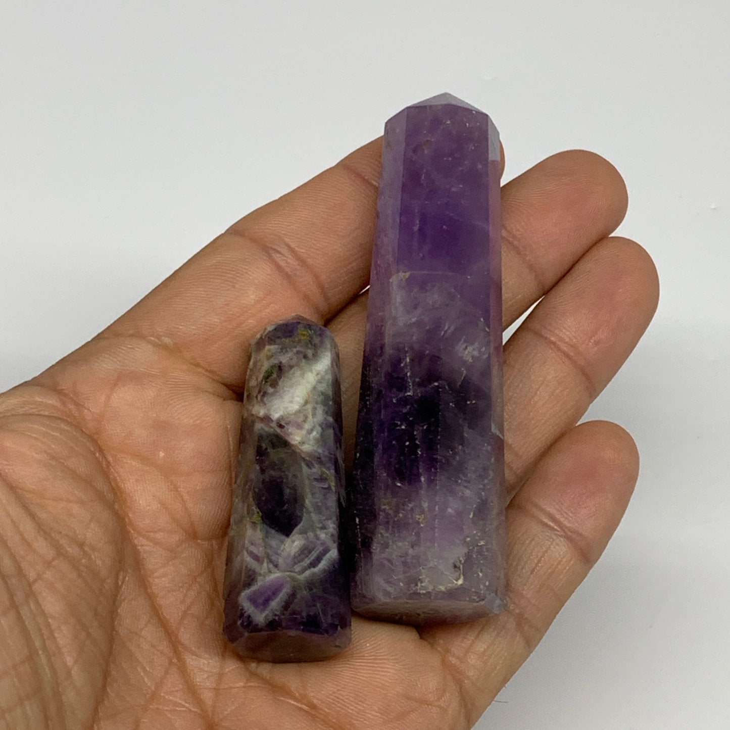 68.5g, 1.9"- 3", 2pcs, Natural Amethyst Tower Point Obelisk @Brazil, B31275