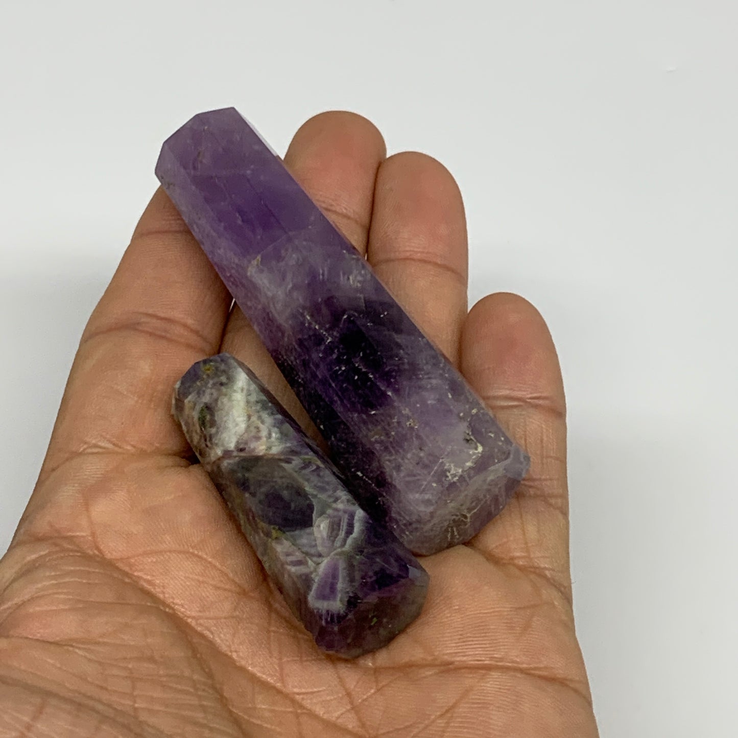 68.5g, 1.9"- 3", 2pcs, Natural Amethyst Tower Point Obelisk @Brazil, B31275