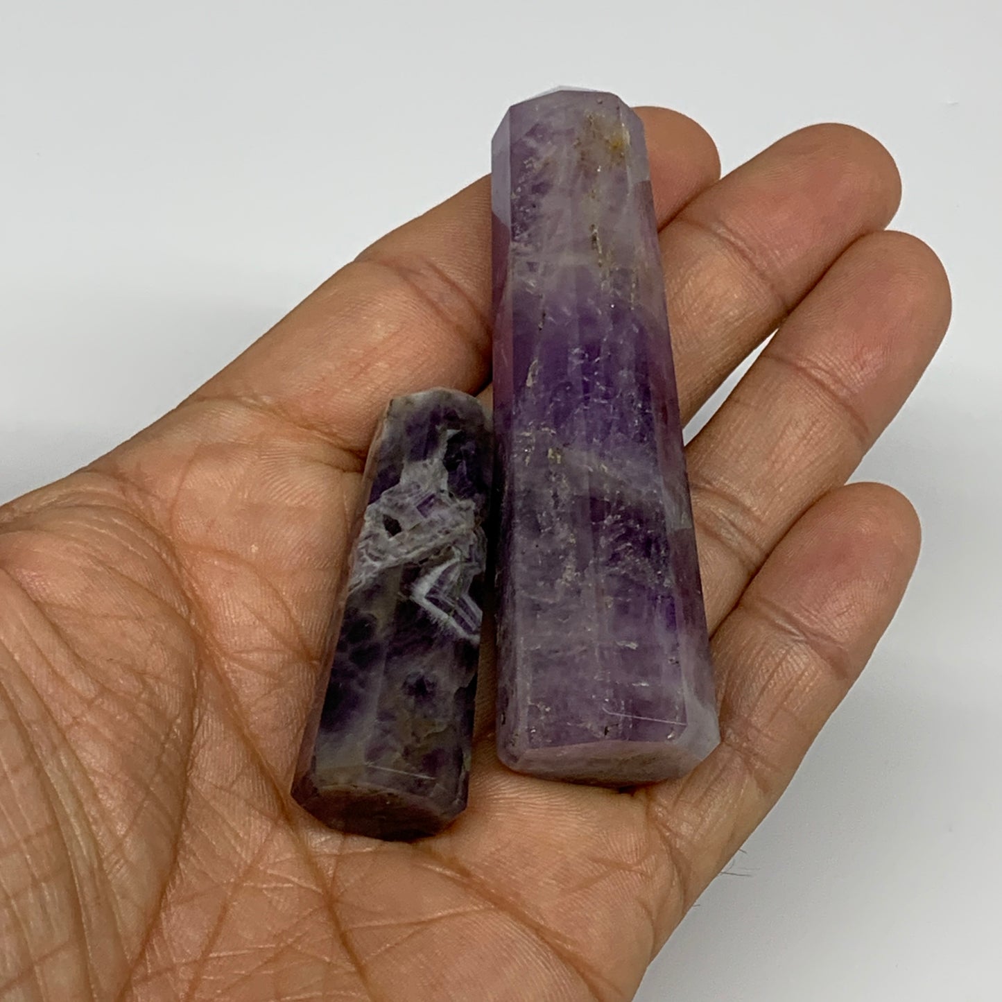 68.5g, 1.9"- 3", 2pcs, Natural Amethyst Tower Point Obelisk @Brazil, B31275