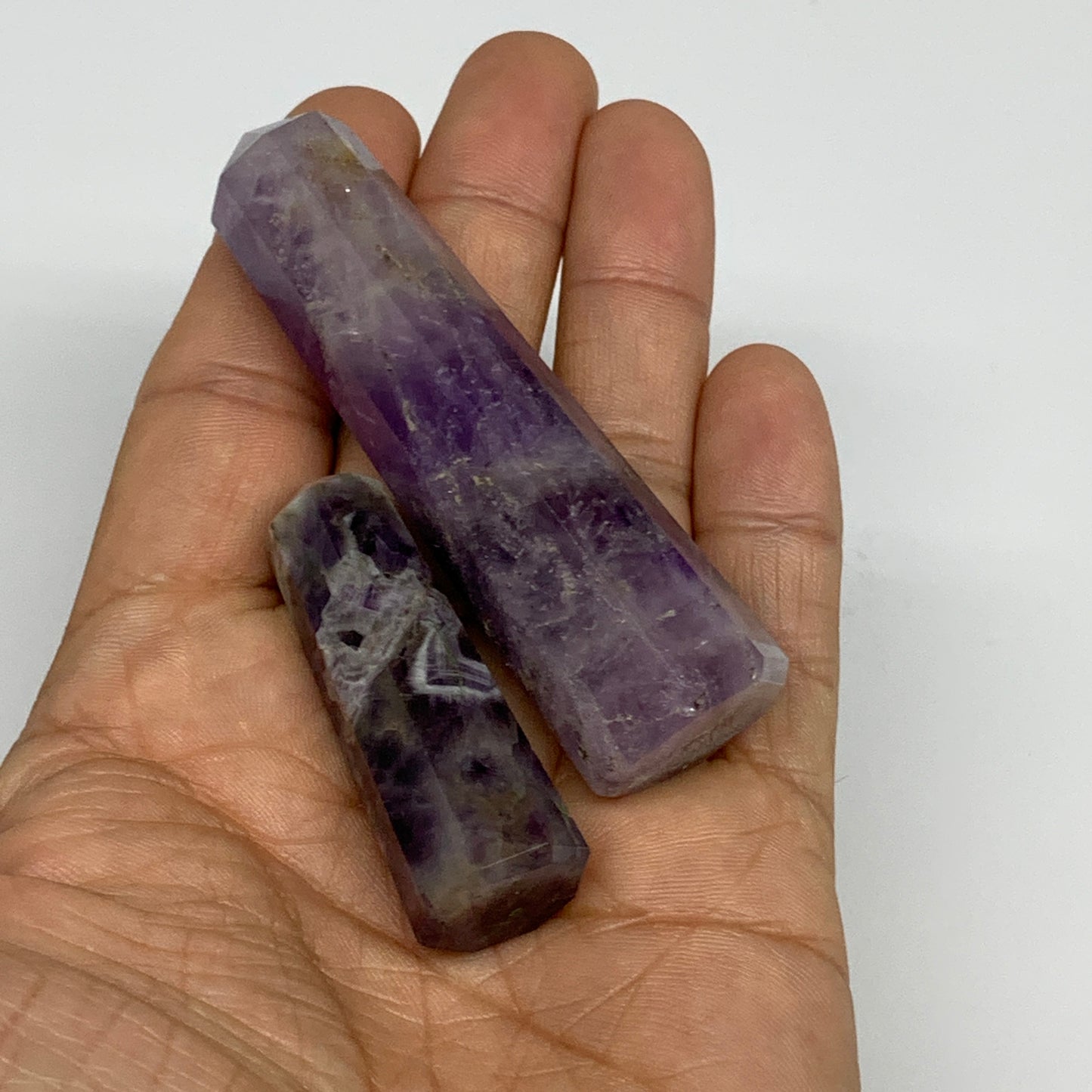 68.5g, 1.9"- 3", 2pcs, Natural Amethyst Tower Point Obelisk @Brazil, B31275