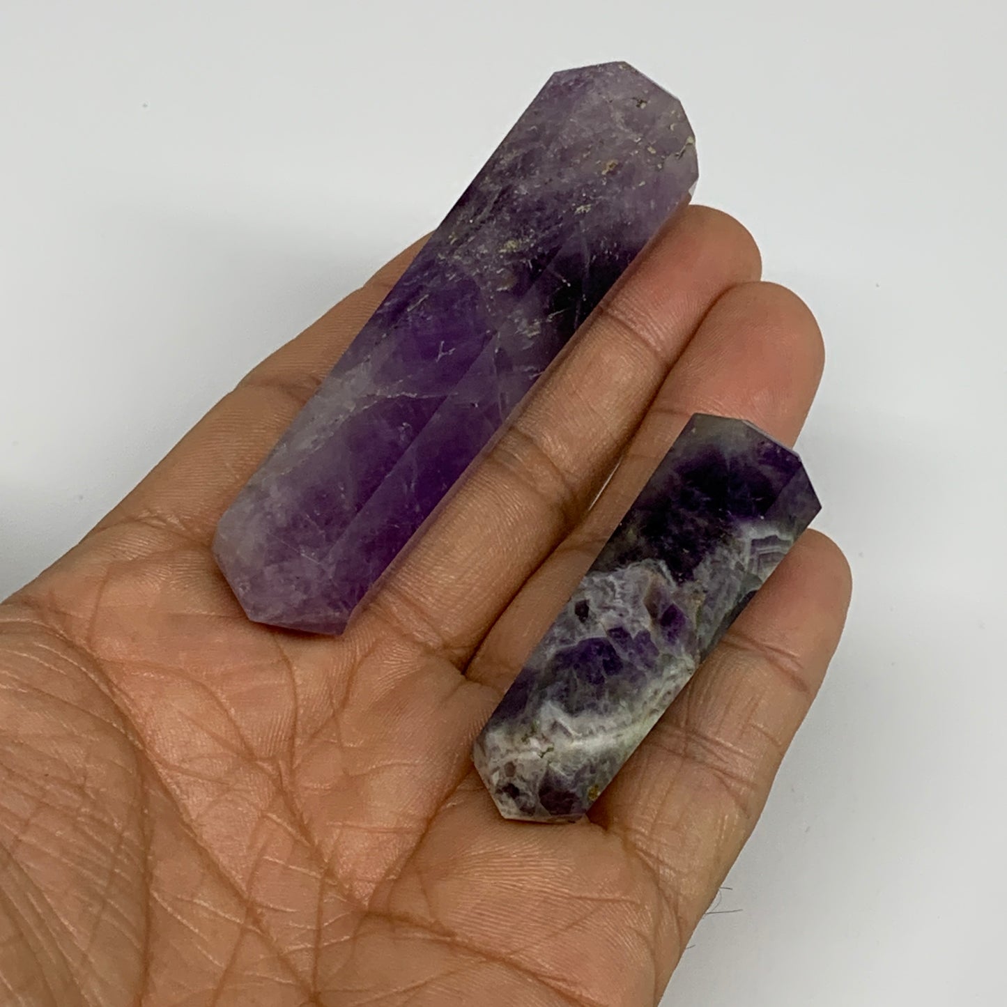 68.5g, 1.9"- 3", 2pcs, Natural Amethyst Tower Point Obelisk @Brazil, B31275