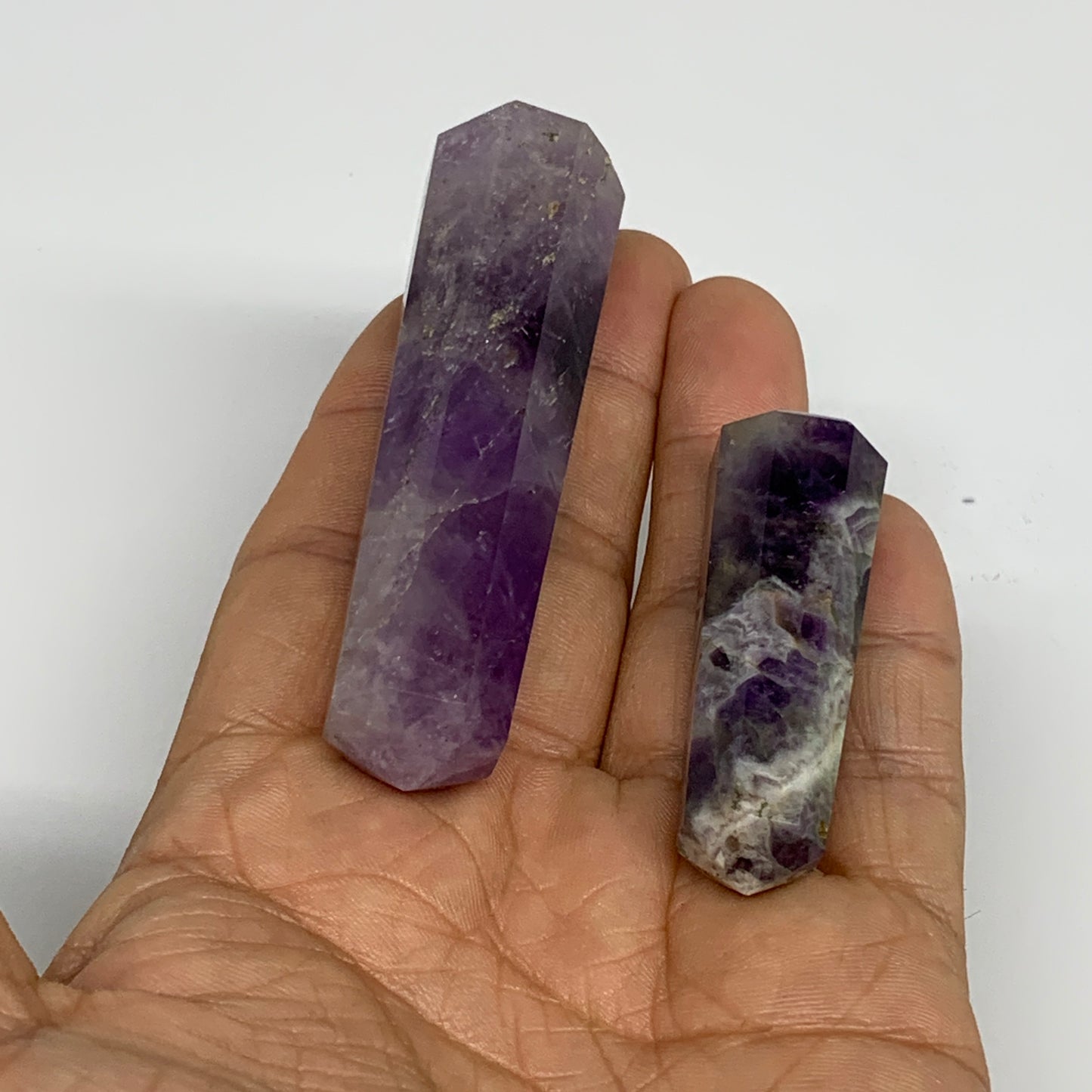 68.5g, 1.9"- 3", 2pcs, Natural Amethyst Tower Point Obelisk @Brazil, B31275