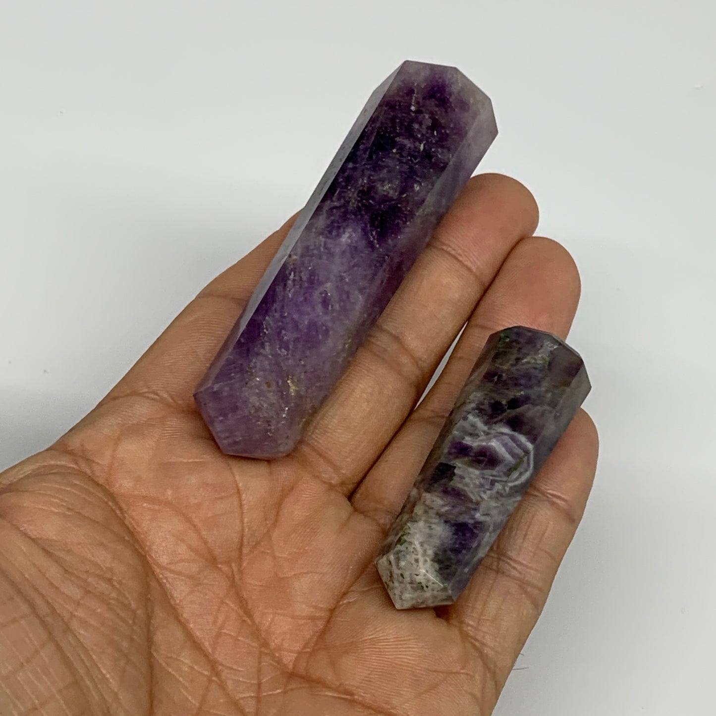 68.5g, 1.9"- 3", 2pcs, Natural Amethyst Tower Point Obelisk @Brazil, B31275
