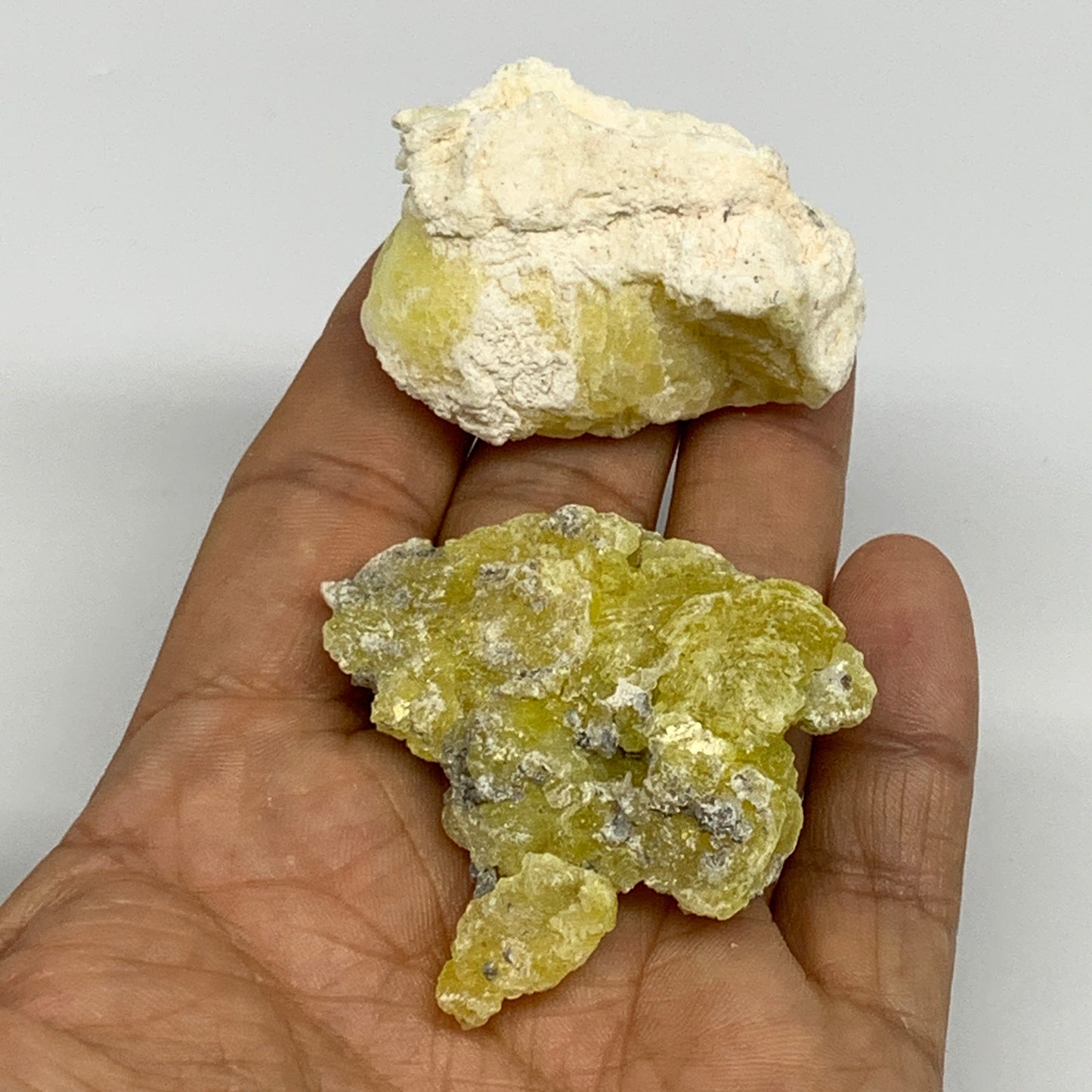 47.5g, 1.7"-1.8", 2pcs, Rough Brucite Crystal Mineral Specimens @Pakistan, B2737