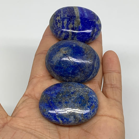 144.4g, 1.7"-1.7", 3pcs, Natural Lapis Lazuli Palm Stone @Afghanistan,B36762