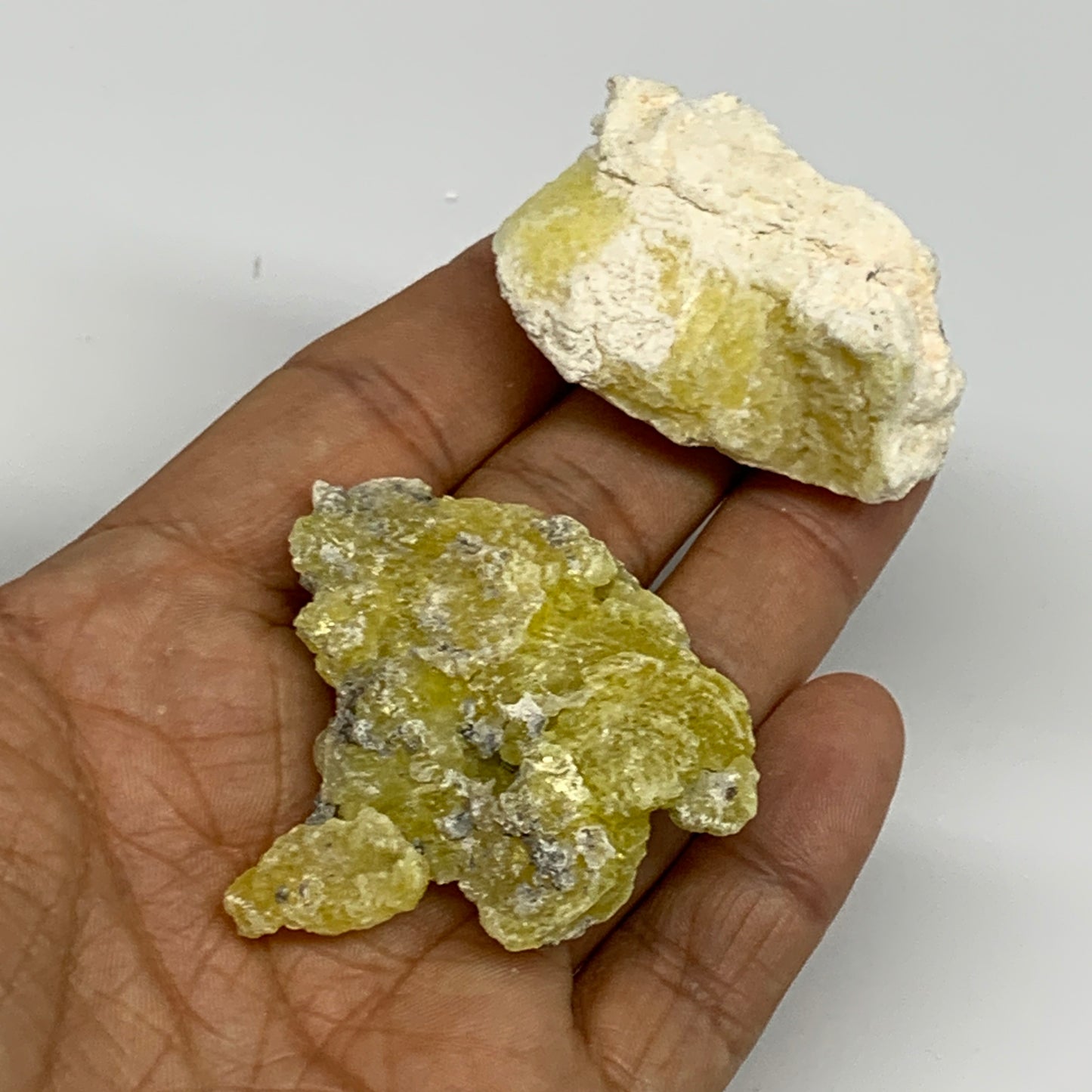 47.5g, 1.7"-1.8", 2pcs, Rough Brucite Crystal Mineral Specimens @Pakistan, B2737