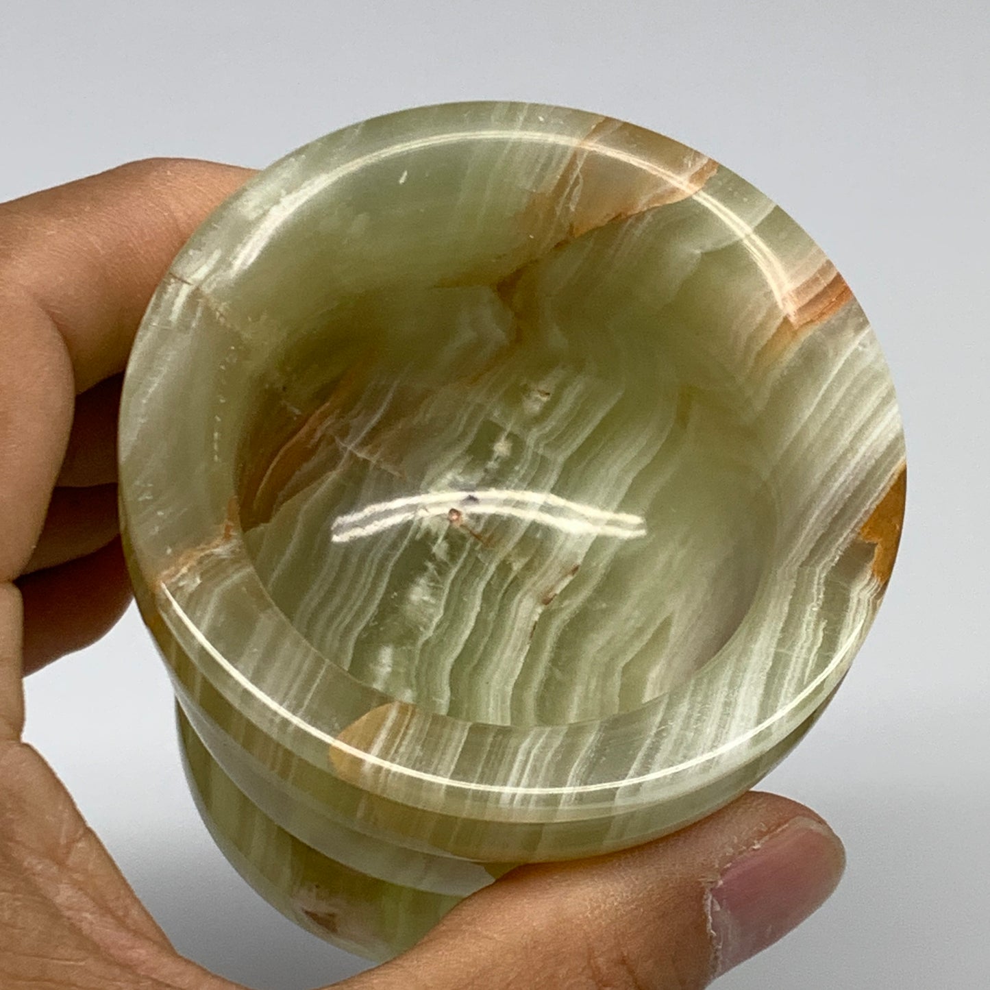 0.72 lbs,  2.3"x2.5", Natural Green Onyx Crystal Pestle and Mortar Handmade, B32