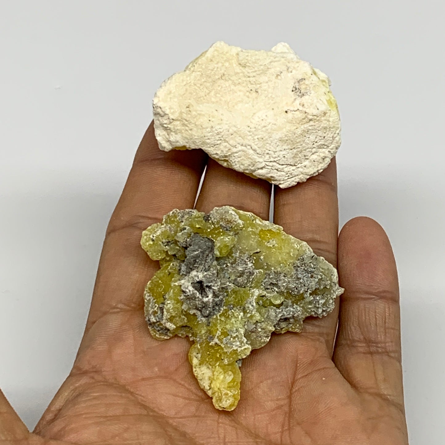 47.5g, 1.7"-1.8", 2pcs, Rough Brucite Crystal Mineral Specimens @Pakistan, B2737