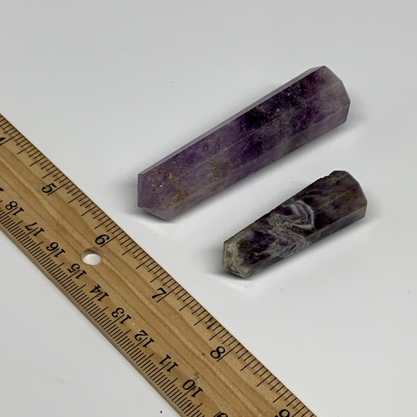 68.5g, 1.9"- 3", 2pcs, Natural Amethyst Tower Point Obelisk @Brazil, B31275