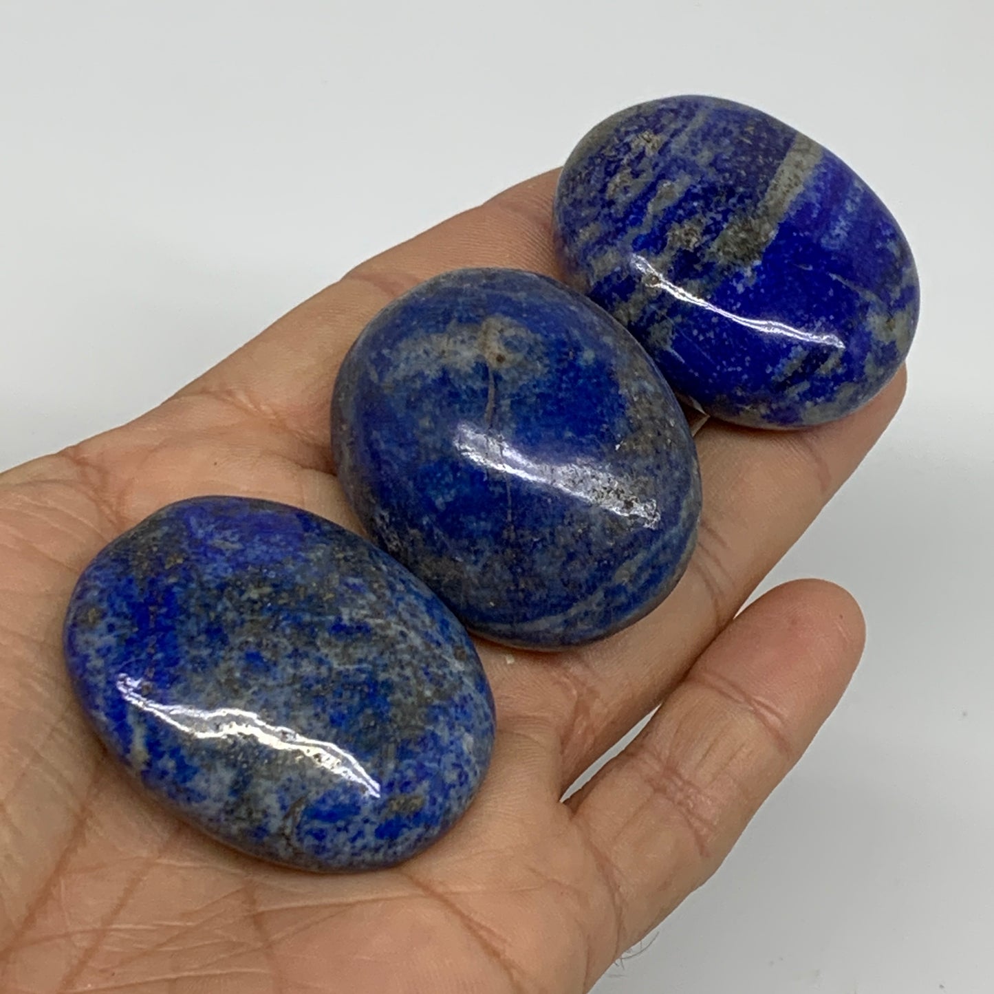 144.4g, 1.7"-1.7", 3pcs, Natural Lapis Lazuli Palm Stone @Afghanistan,B36762