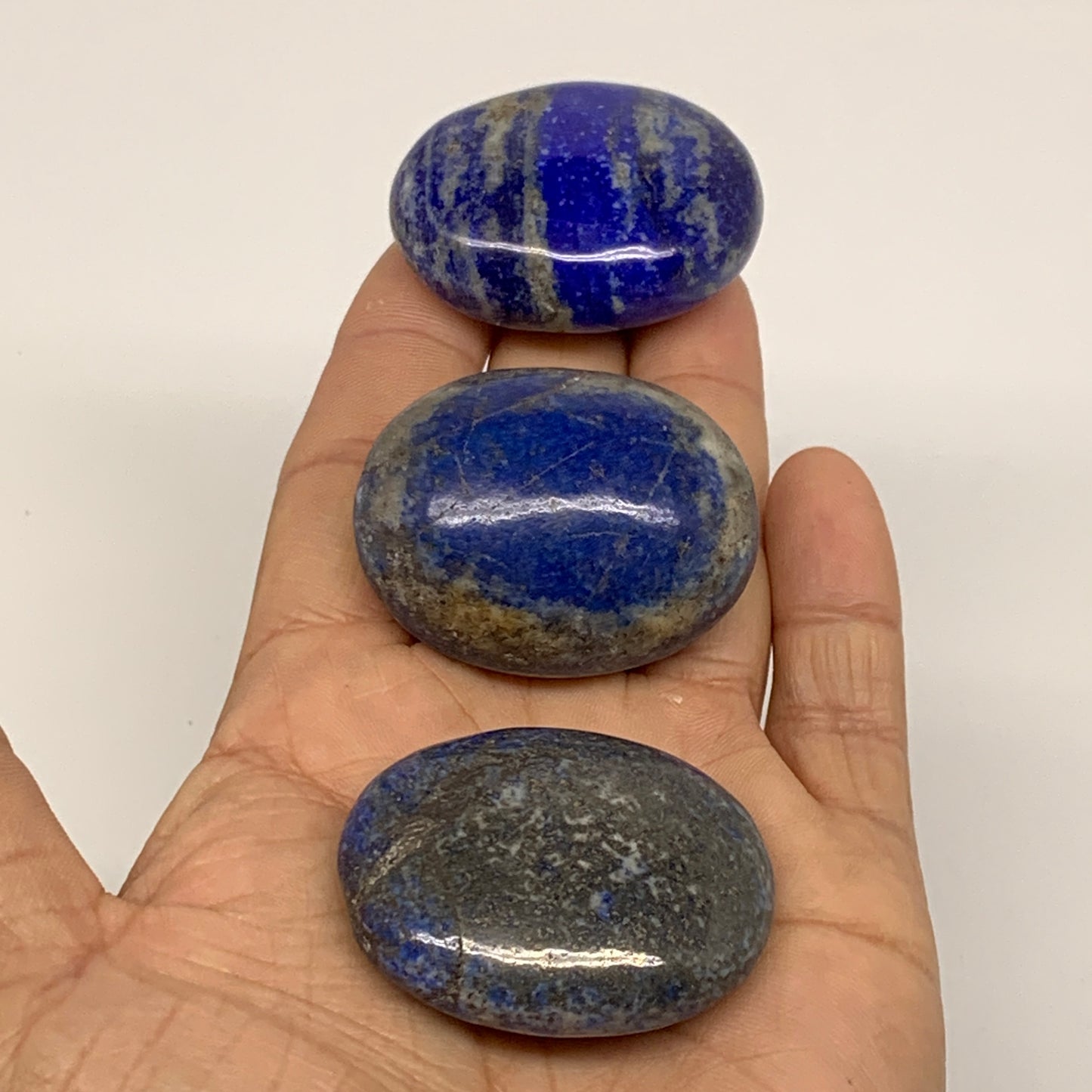 144.4g, 1.7"-1.7", 3pcs, Natural Lapis Lazuli Palm Stone @Afghanistan,B36762