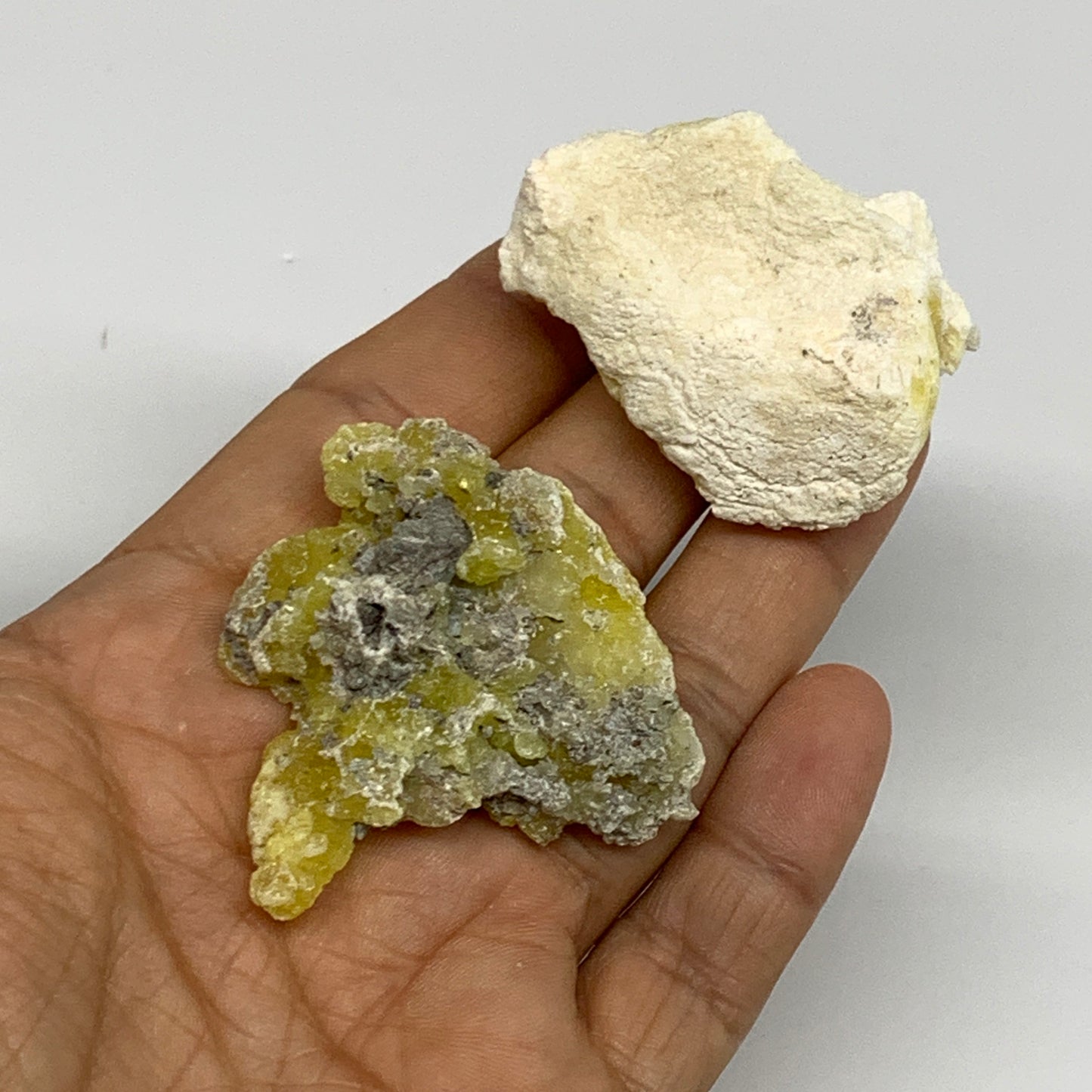 47.5g, 1.7"-1.8", 2pcs, Rough Brucite Crystal Mineral Specimens @Pakistan, B2737