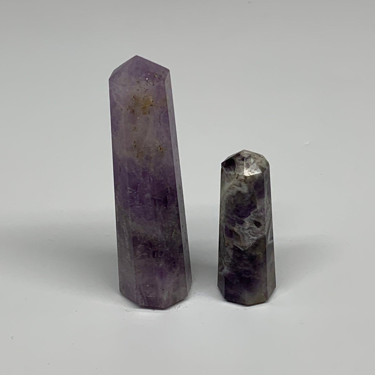 68.5g, 1.9"- 3", 2pcs, Natural Amethyst Tower Point Obelisk @Brazil, B31275