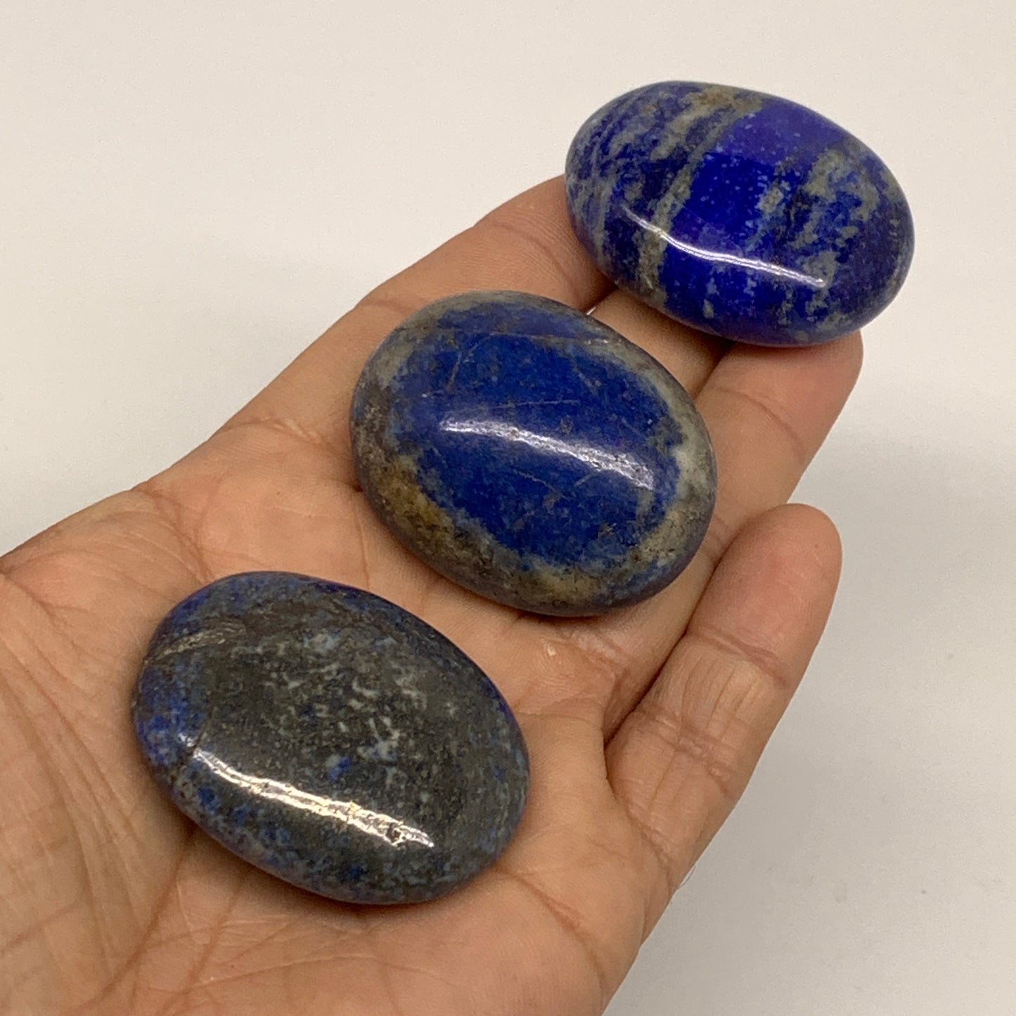 144.4g, 1.7"-1.7", 3pcs, Natural Lapis Lazuli Palm Stone @Afghanistan,B36762