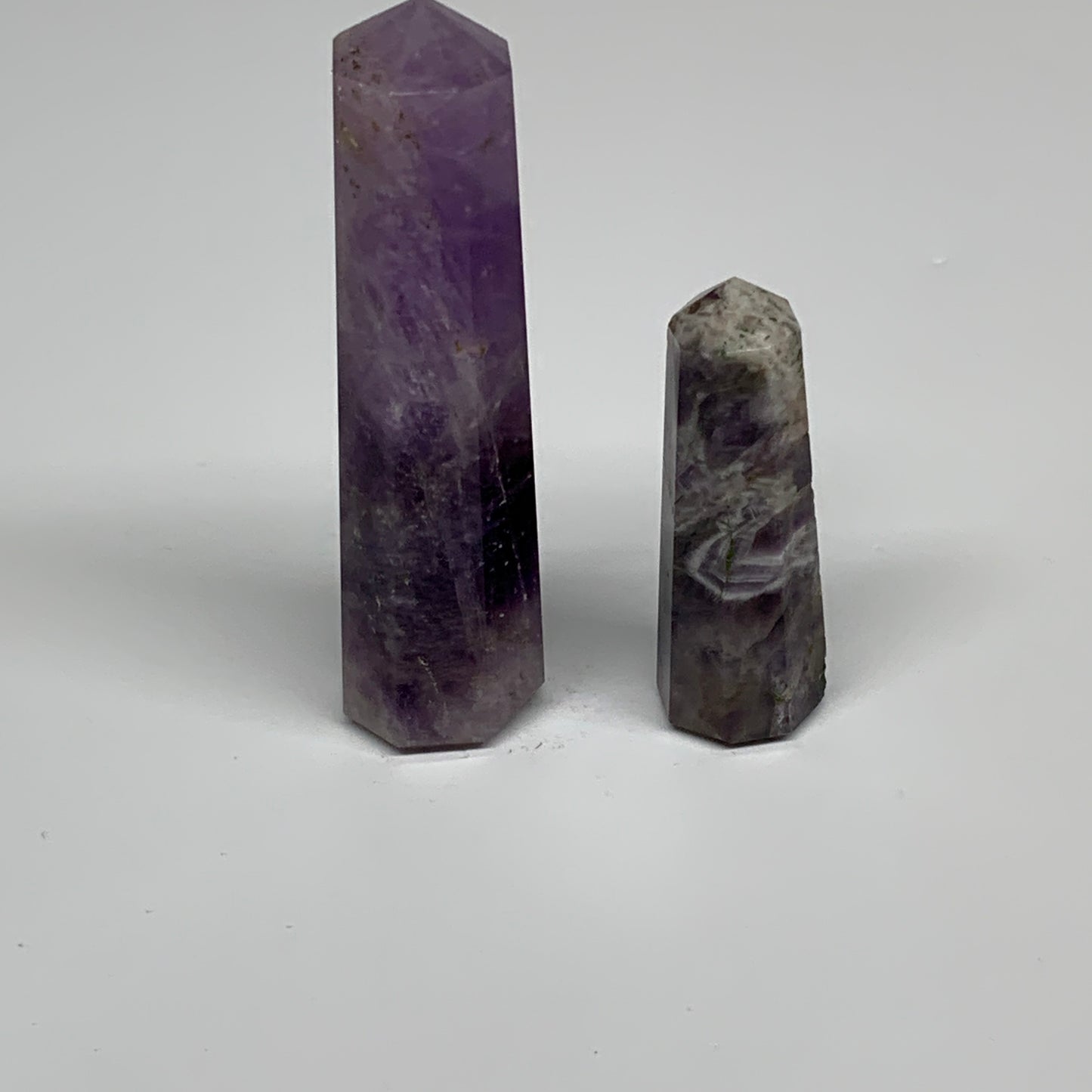 68.5g, 1.9"- 3", 2pcs, Natural Amethyst Tower Point Obelisk @Brazil, B31275