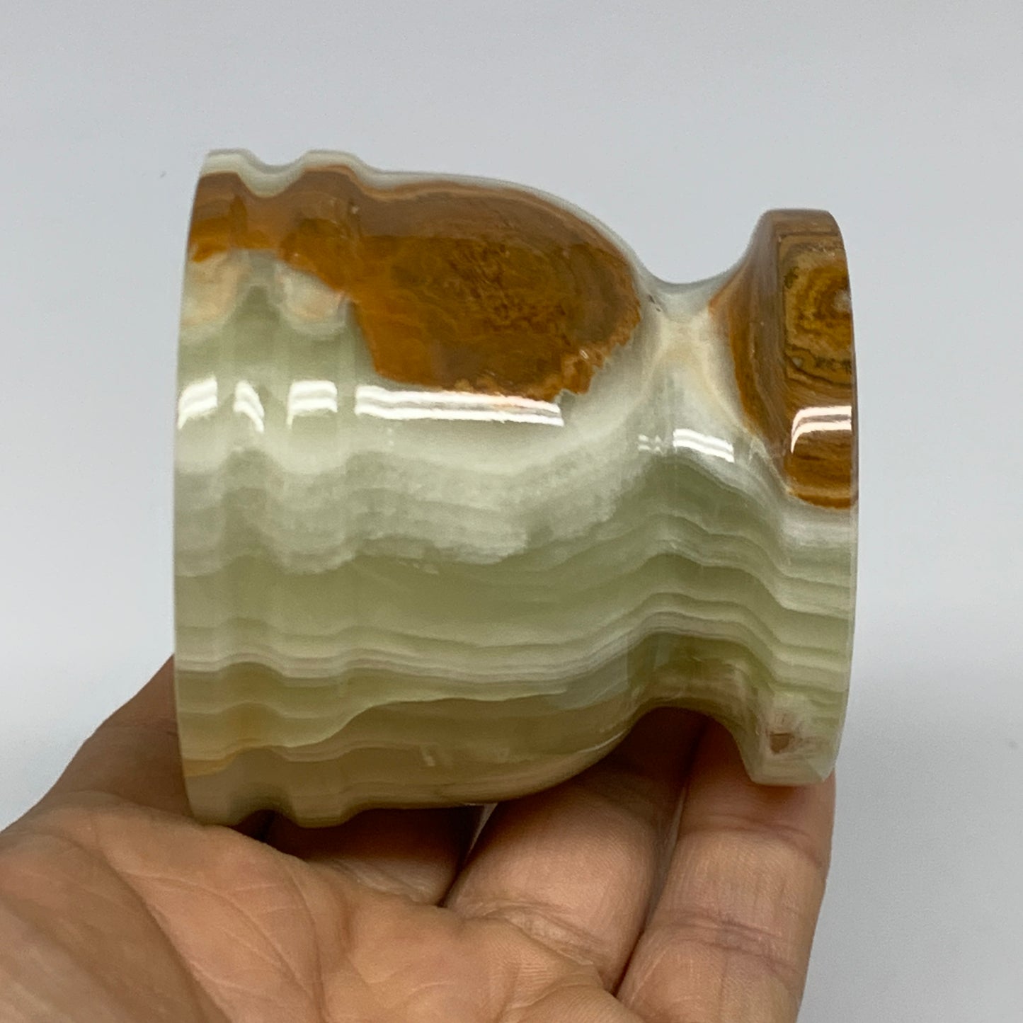 0.72 lbs,  2.3"x2.5", Natural Green Onyx Crystal Pestle and Mortar Handmade, B32