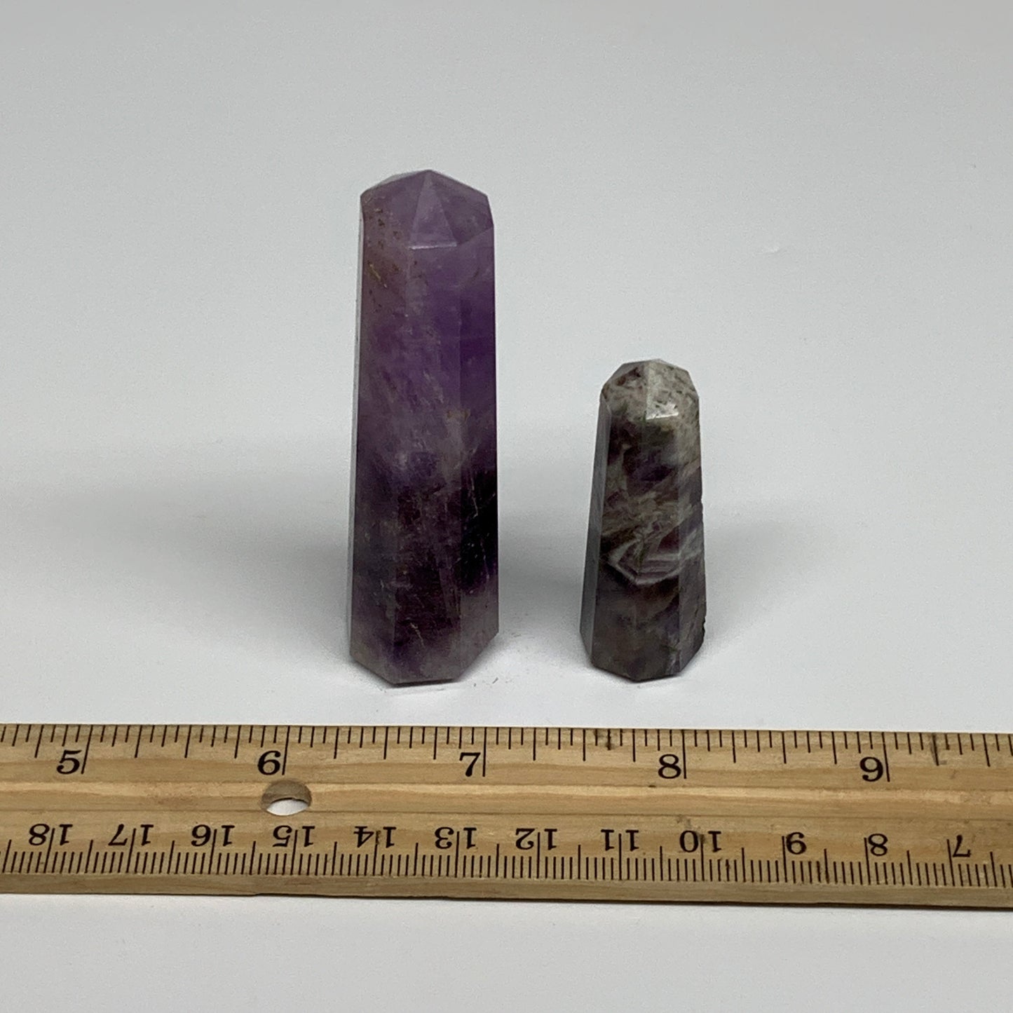 68.5g, 1.9"- 3", 2pcs, Natural Amethyst Tower Point Obelisk @Brazil, B31275