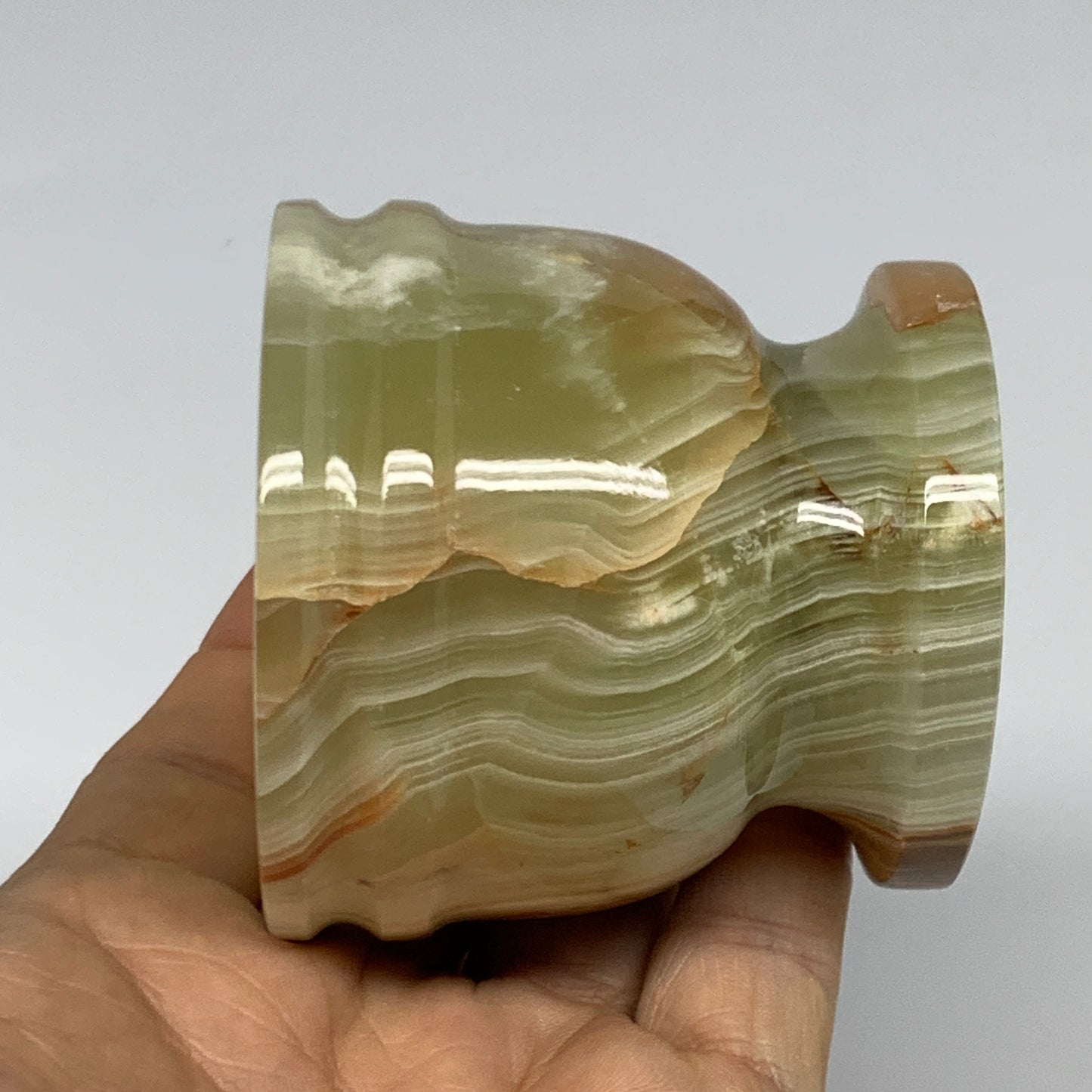 0.72 lbs,  2.3"x2.5", Natural Green Onyx Crystal Pestle and Mortar Handmade, B32