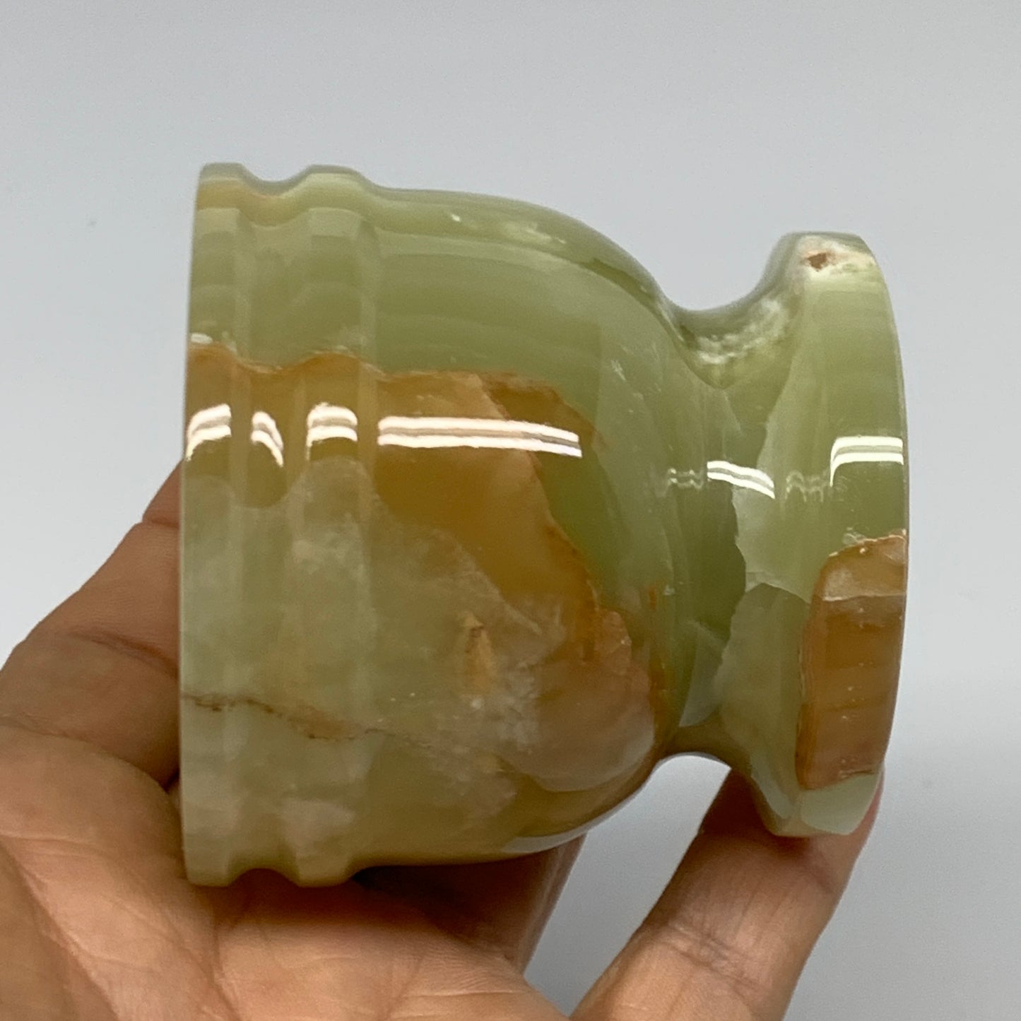 0.72 lbs,  2.3"x2.5", Natural Green Onyx Crystal Pestle and Mortar Handmade, B32