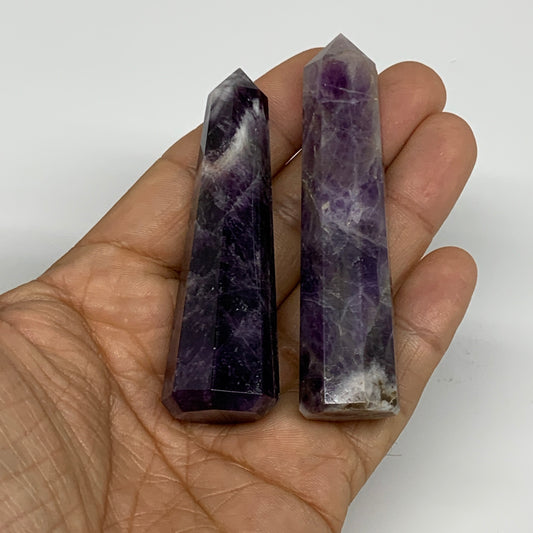 82.2g, 2.8"- 3.1", 2pcs, Natural Amethyst Tower Point Obelisk @Brazil, B31276
