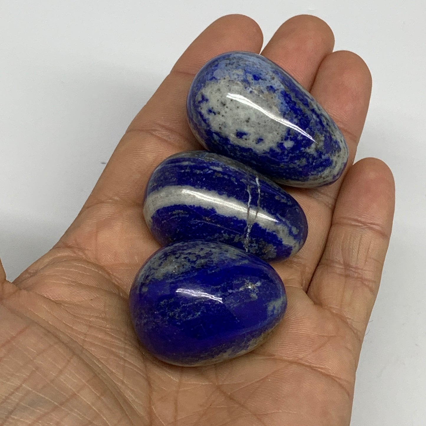 131g, 1.4"-1.8", 3pcs, Natural Lapis Lazuli Egg Polished @Afghanistan, B30436