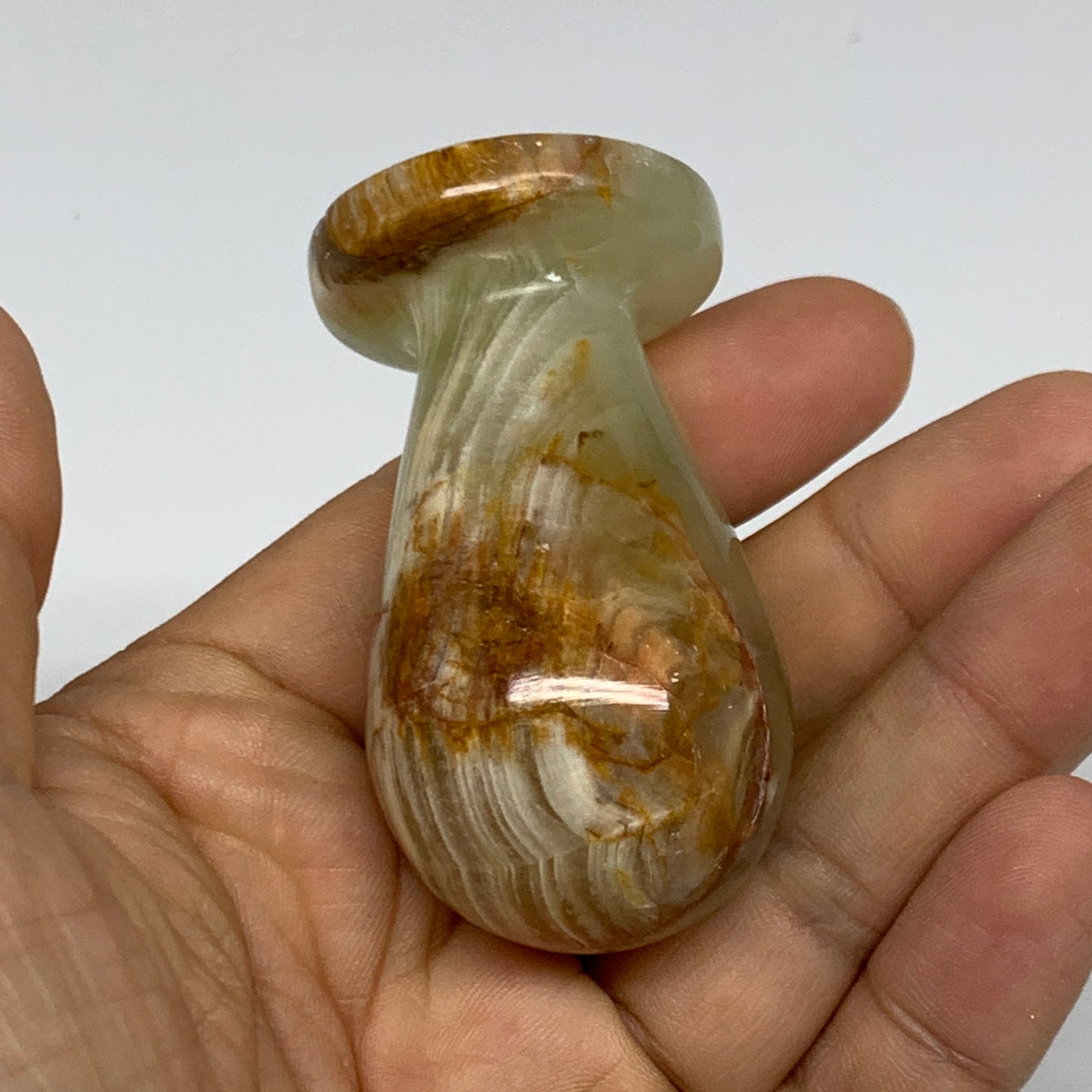 0.72 lbs,  2.3"x2.5", Natural Green Onyx Crystal Pestle and Mortar Handmade, B32