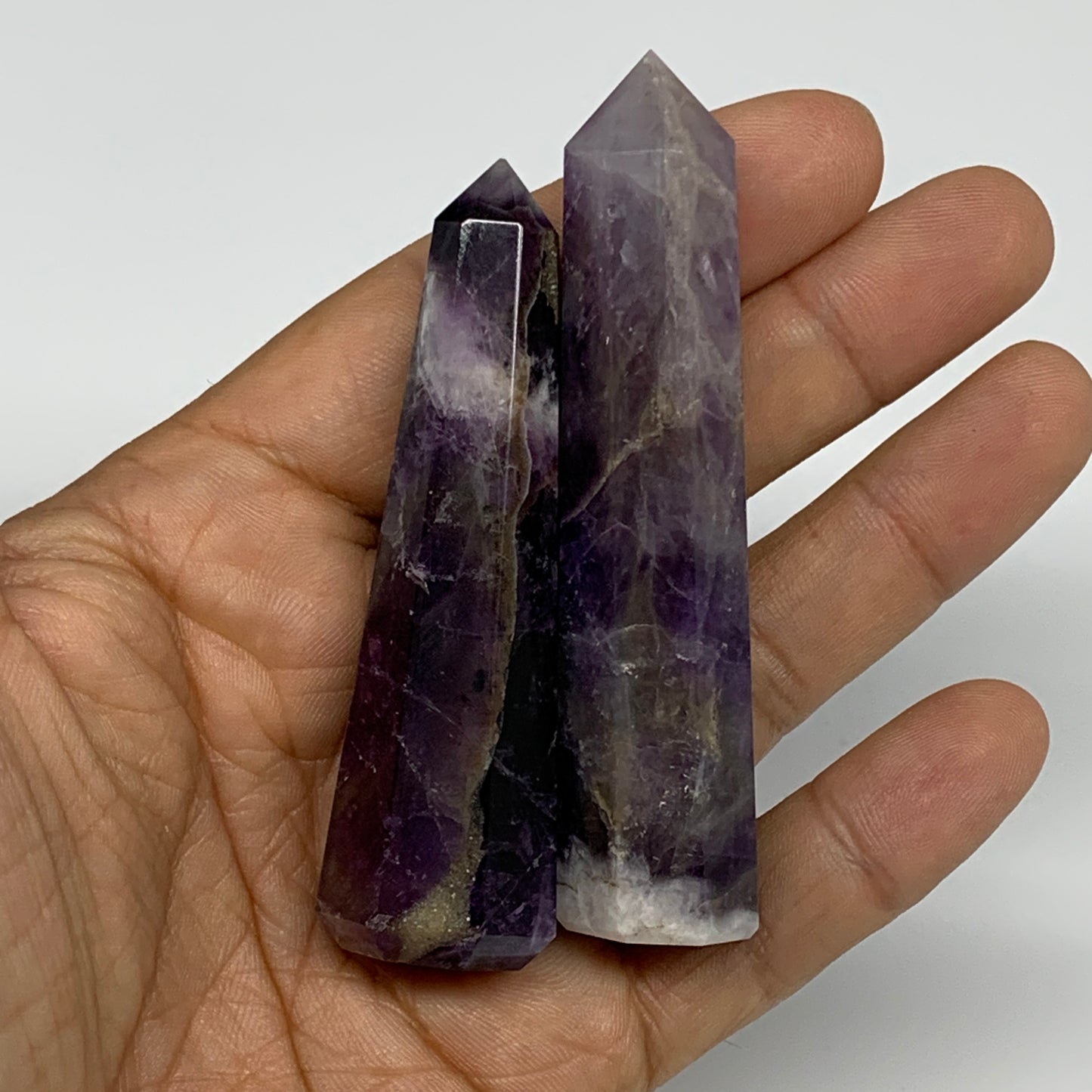 82.2g, 2.8"- 3.1", 2pcs, Natural Amethyst Tower Point Obelisk @Brazil, B31276