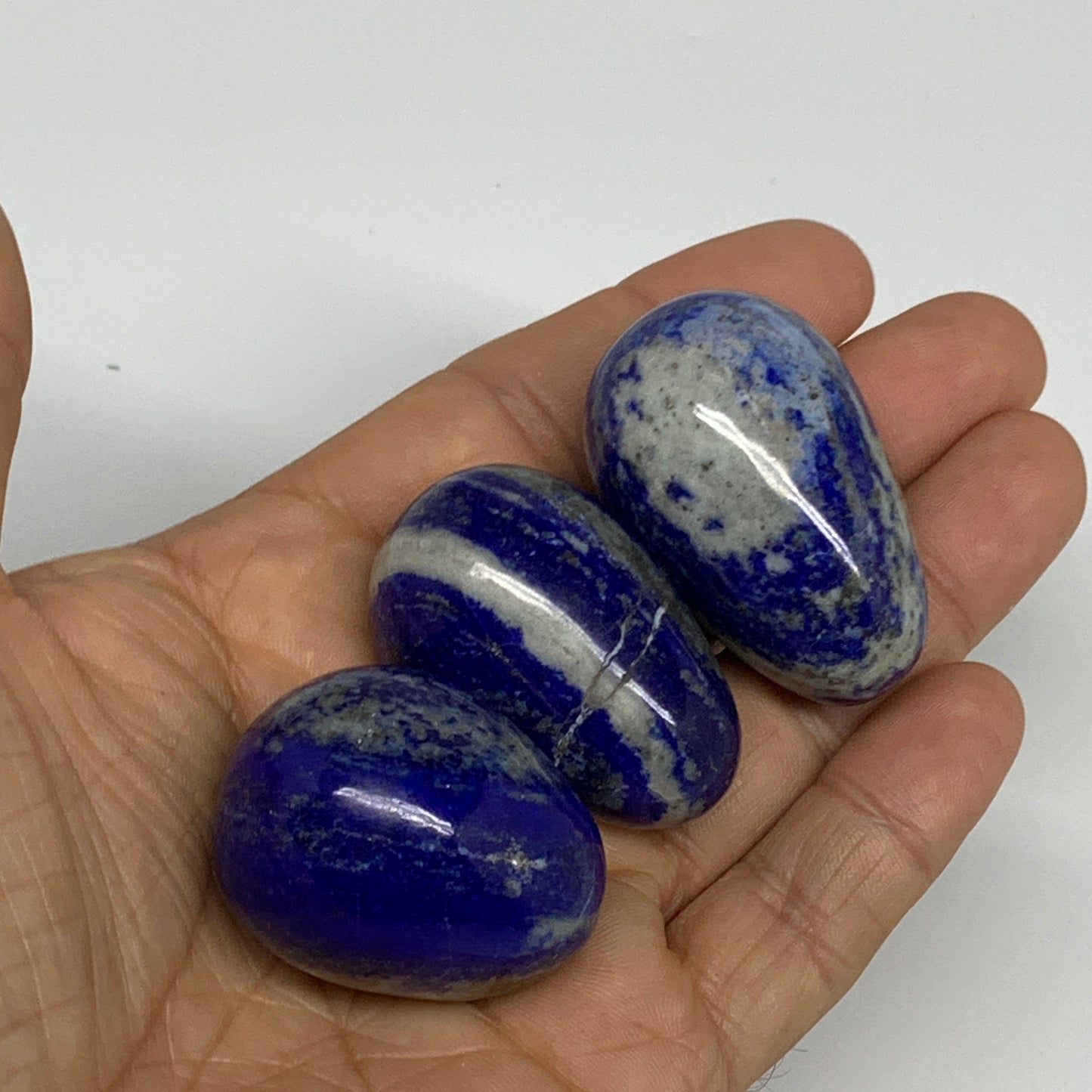 131g, 1.4"-1.8", 3pcs, Natural Lapis Lazuli Egg Polished @Afghanistan, B30436