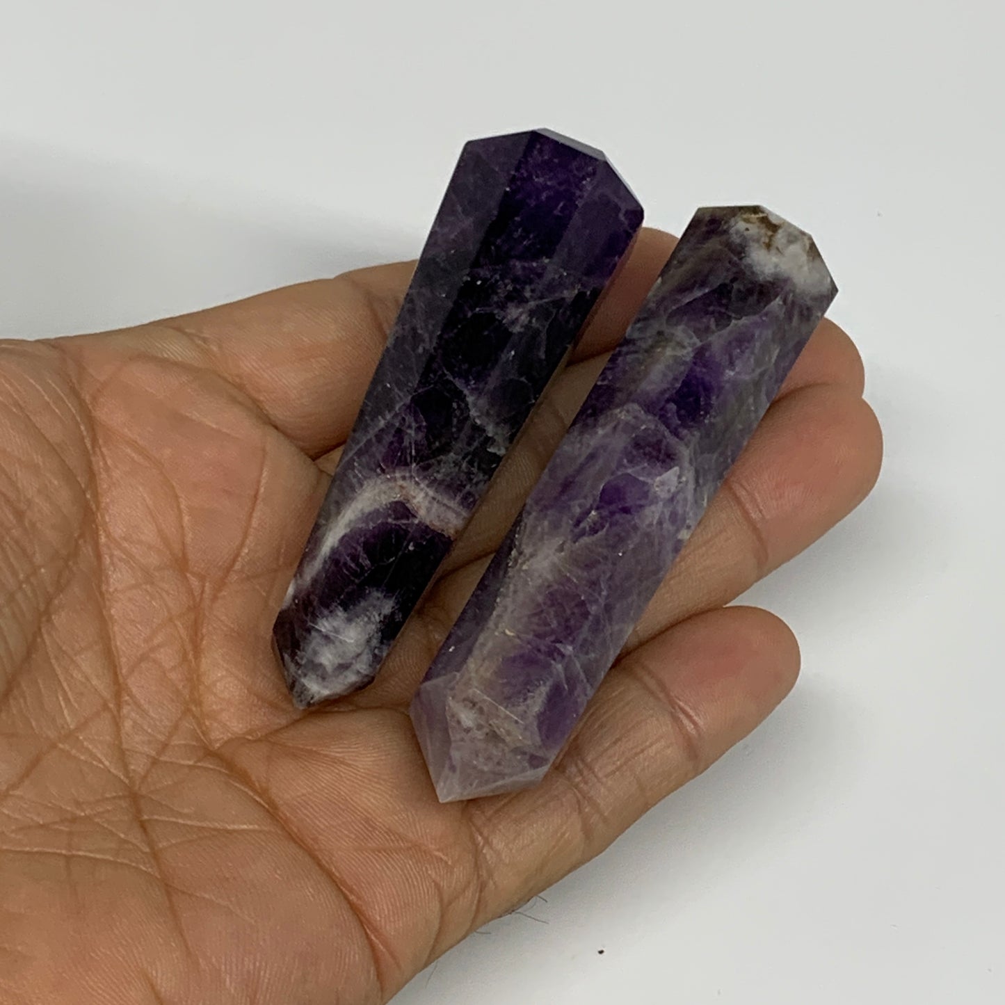 82.2g, 2.8"- 3.1", 2pcs, Natural Amethyst Tower Point Obelisk @Brazil, B31276