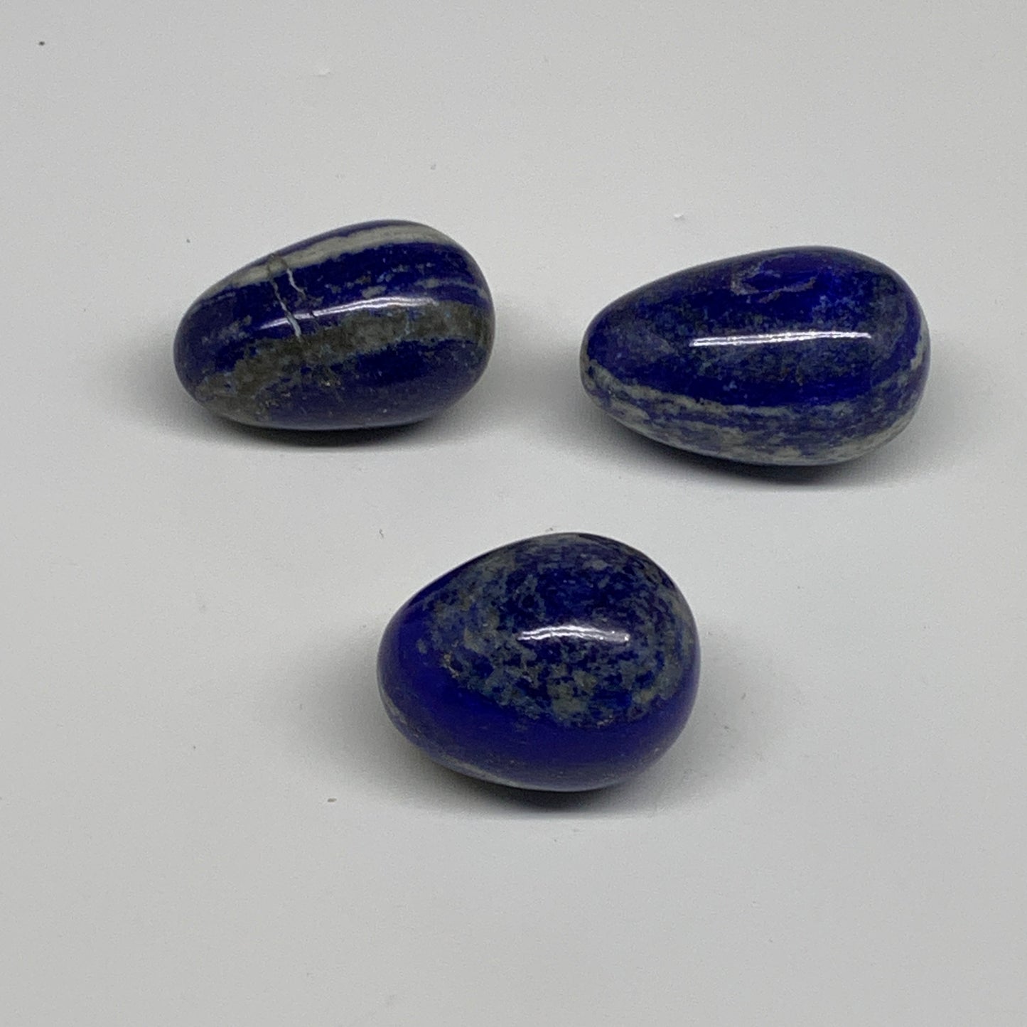 131g, 1.4"-1.8", 3pcs, Natural Lapis Lazuli Egg Polished @Afghanistan, B30436