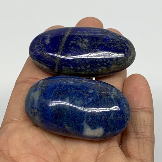 87g, 2"-2.1", 2pcs, Natural Lapis Lazuli Palm Stone @Afghanistan, B36763