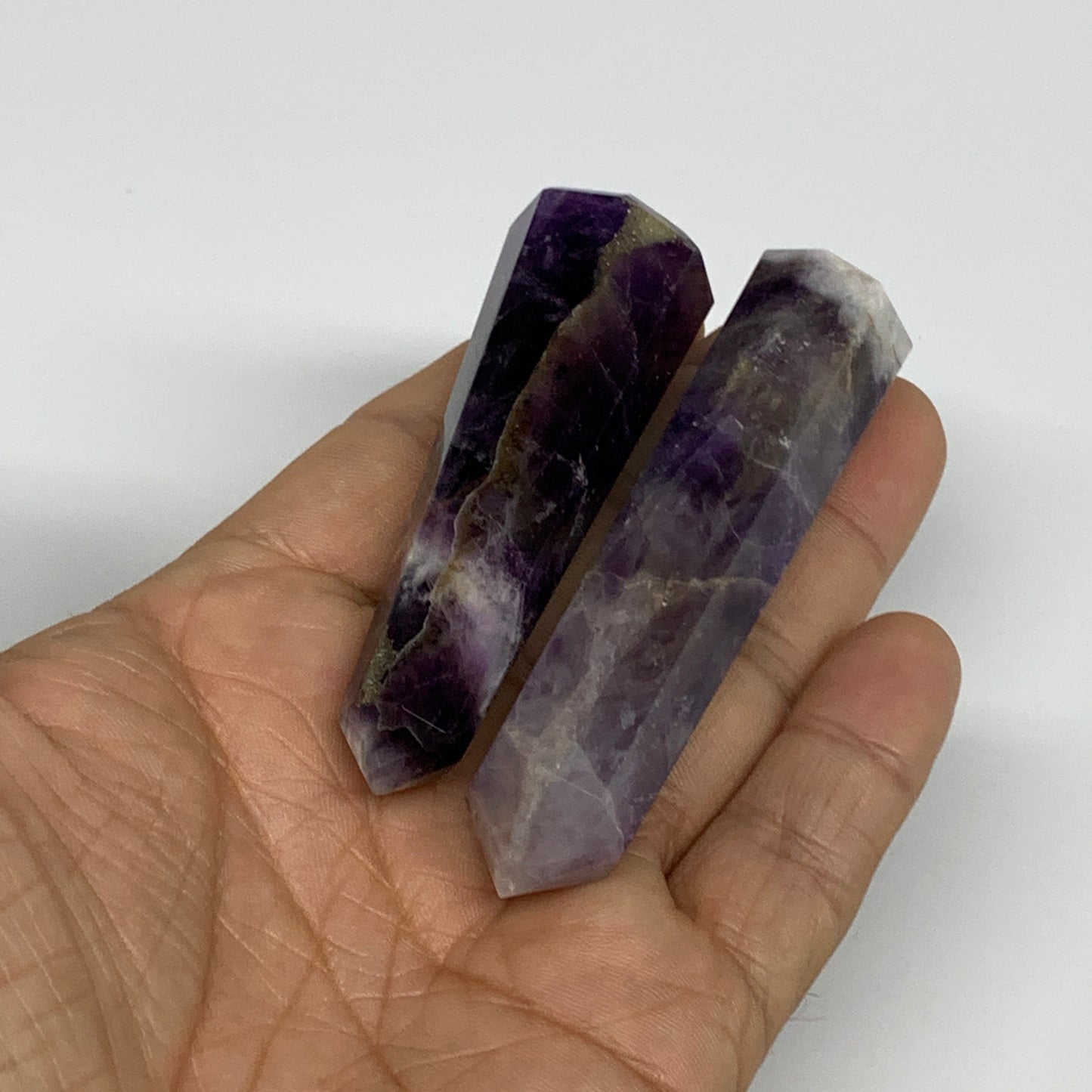 82.2g, 2.8"- 3.1", 2pcs, Natural Amethyst Tower Point Obelisk @Brazil, B31276