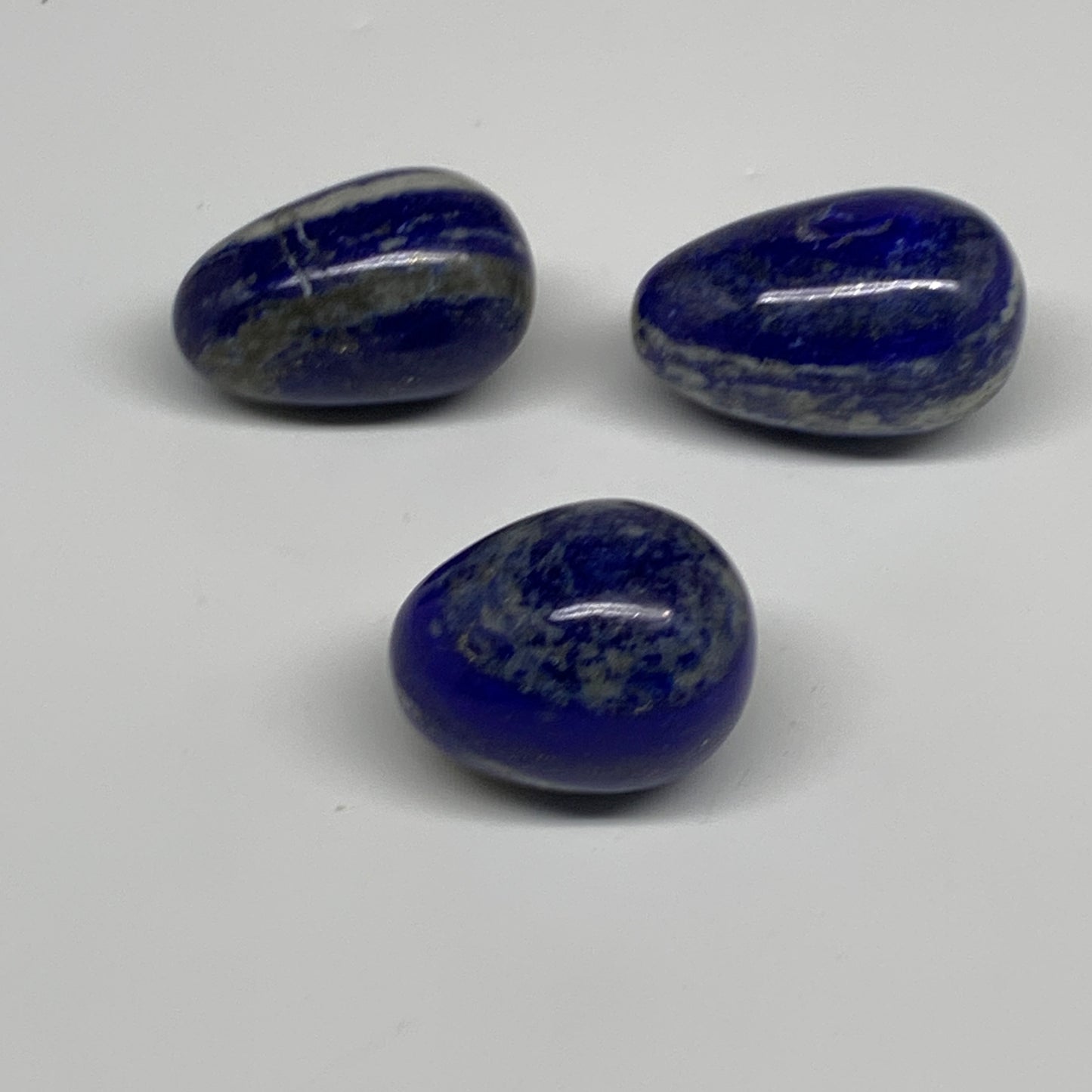 131g, 1.4"-1.8", 3pcs, Natural Lapis Lazuli Egg Polished @Afghanistan, B30436