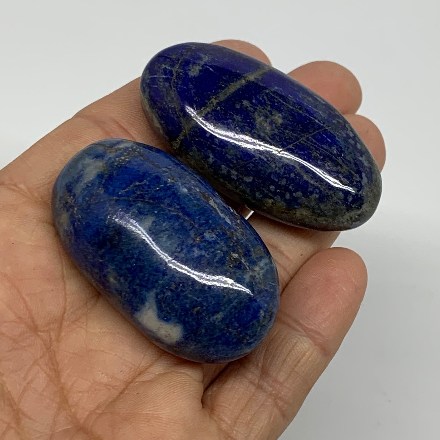 87g, 2"-2.1", 2pcs, Natural Lapis Lazuli Palm Stone @Afghanistan, B36763