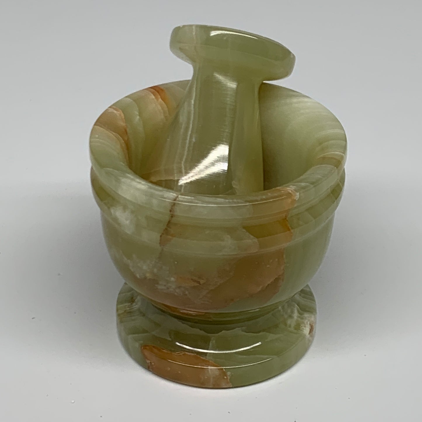 0.72 lbs,  2.3"x2.5", Natural Green Onyx Crystal Pestle and Mortar Handmade, B32