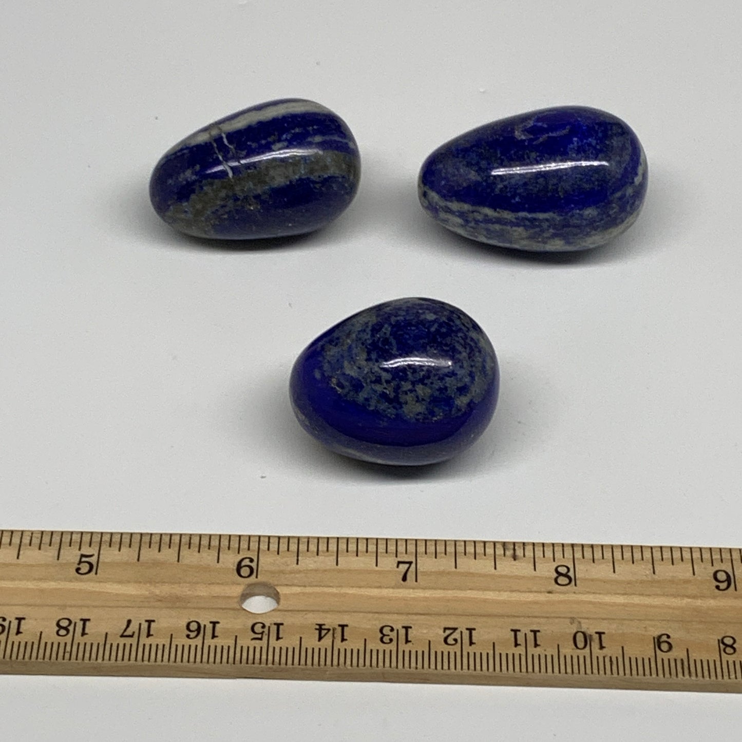 131g, 1.4"-1.8", 3pcs, Natural Lapis Lazuli Egg Polished @Afghanistan, B30436