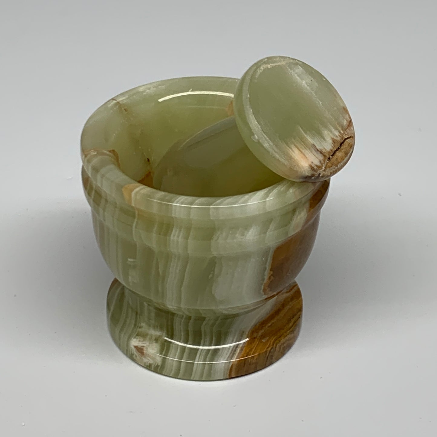 0.72 lbs,  2.3"x2.5", Natural Green Onyx Crystal Pestle and Mortar Handmade, B32