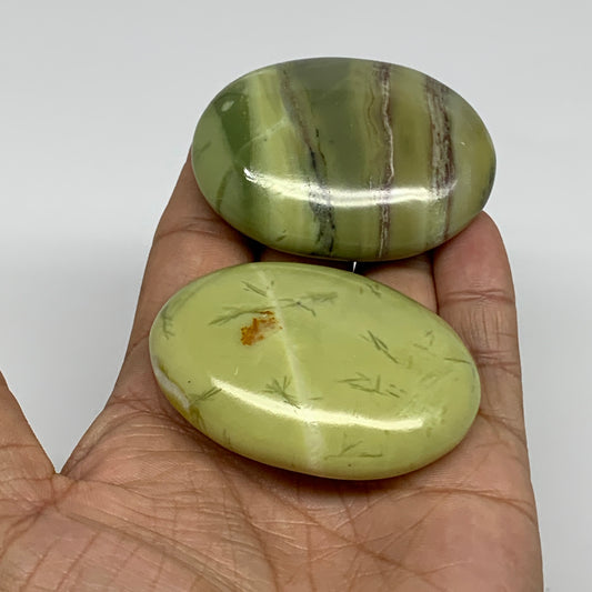 145.9g, 2.3"- 2.3", 2pcs, Natural Serpentine Palm-Stone Gemstone, B34621