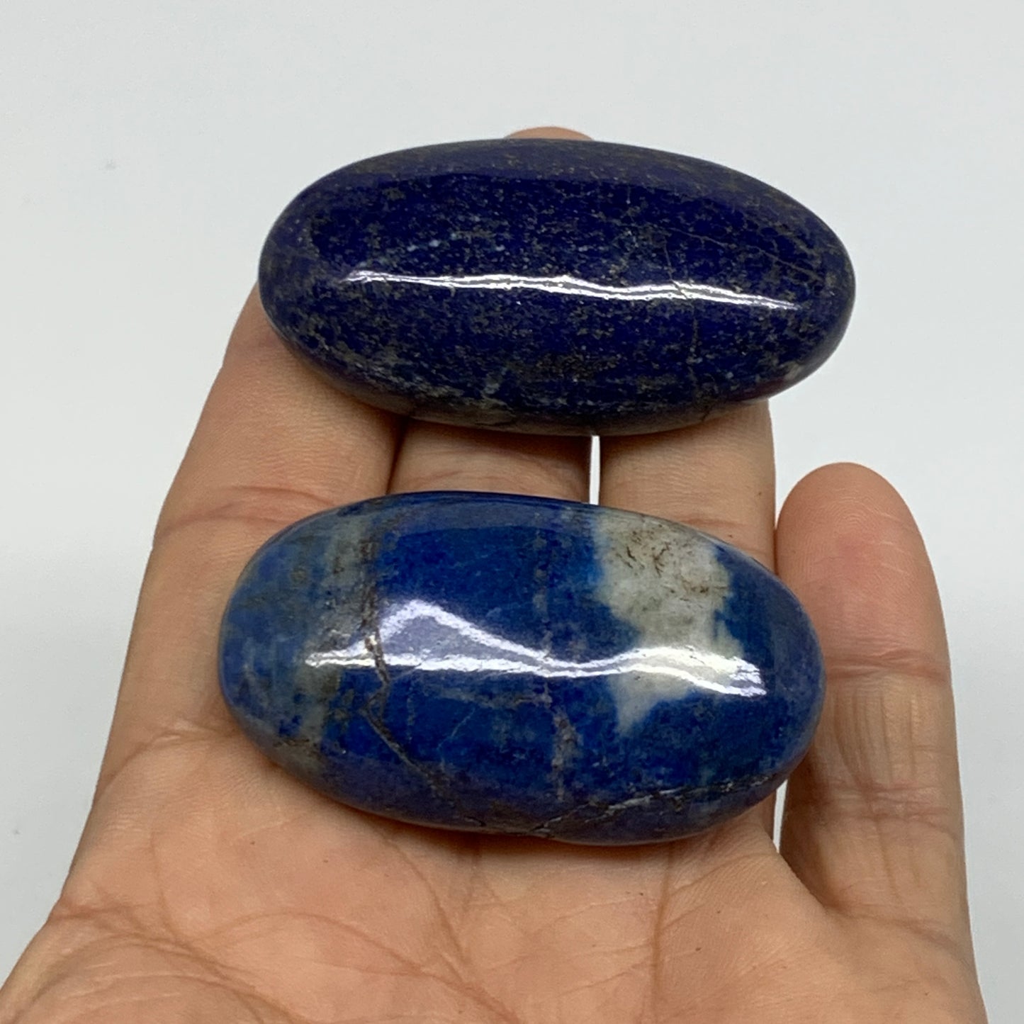 87g, 2"-2.1", 2pcs, Natural Lapis Lazuli Palm Stone @Afghanistan, B36763